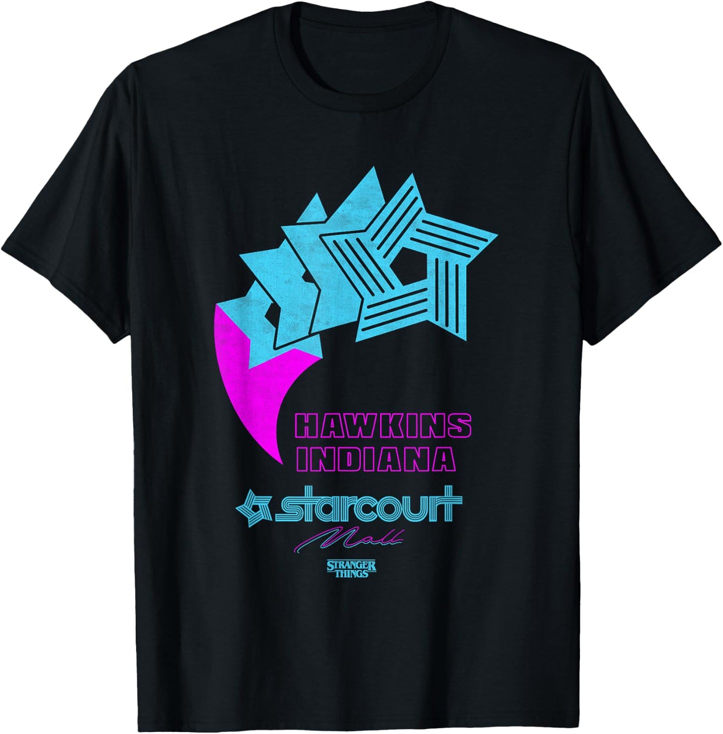 Stranger Things Hawkins Indiana Starcourt Mall Retro Logo T-Shirt - T-Shirt | Black