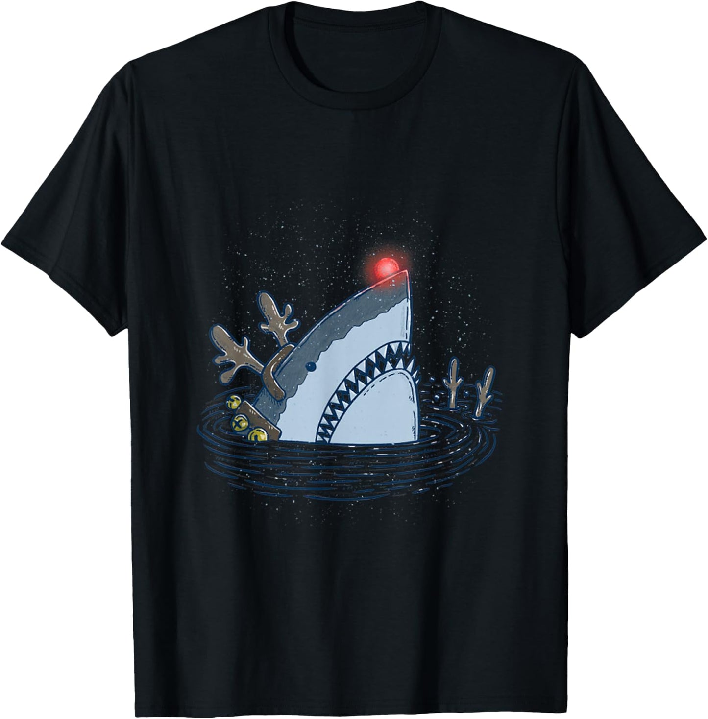 Rudolph the Shark - Funny Christmas T-Shirt - T-Shirt | Black