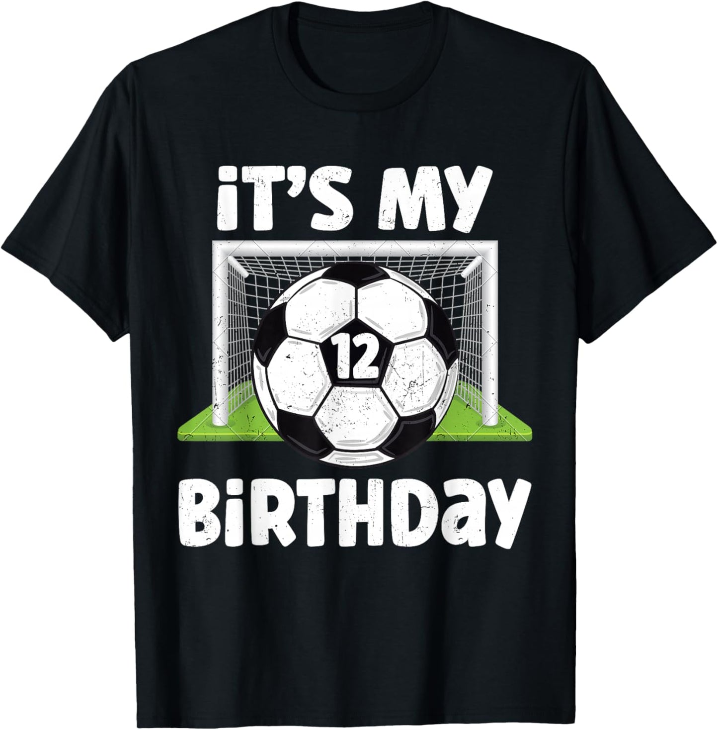 12 Years Old Soccer 12th Birthday Player Kids B-day Party T-Shirt - T-Shirt | Black