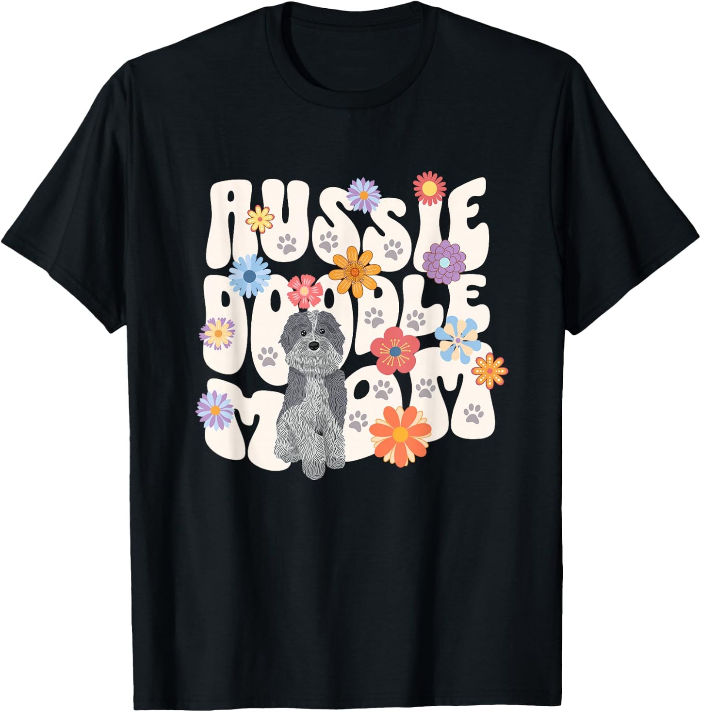 Aussie Doodle Mom Dog Design T-Shirt - T-Shirt | Black