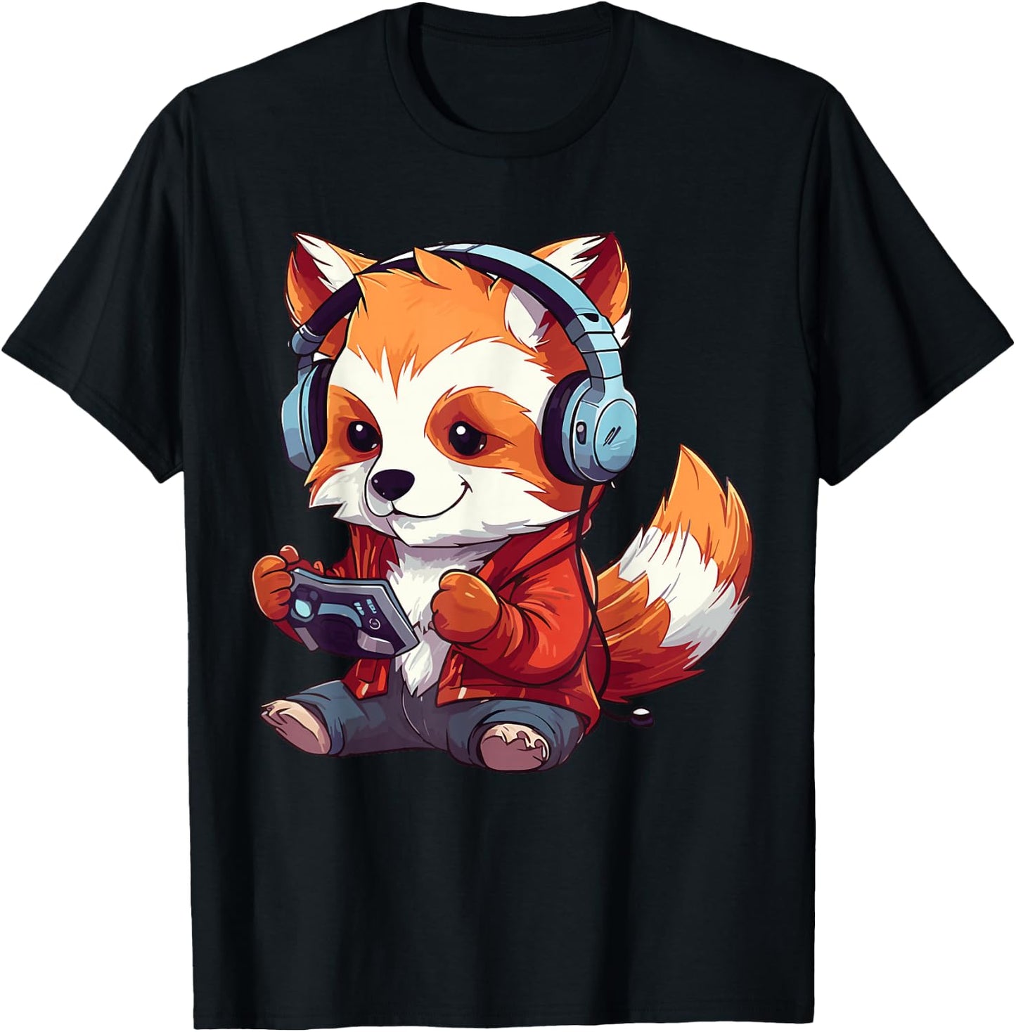 Cute Red Panda Gamer Funny Gaming Red Panda Lover T-Shirt - T-Shirt | Black