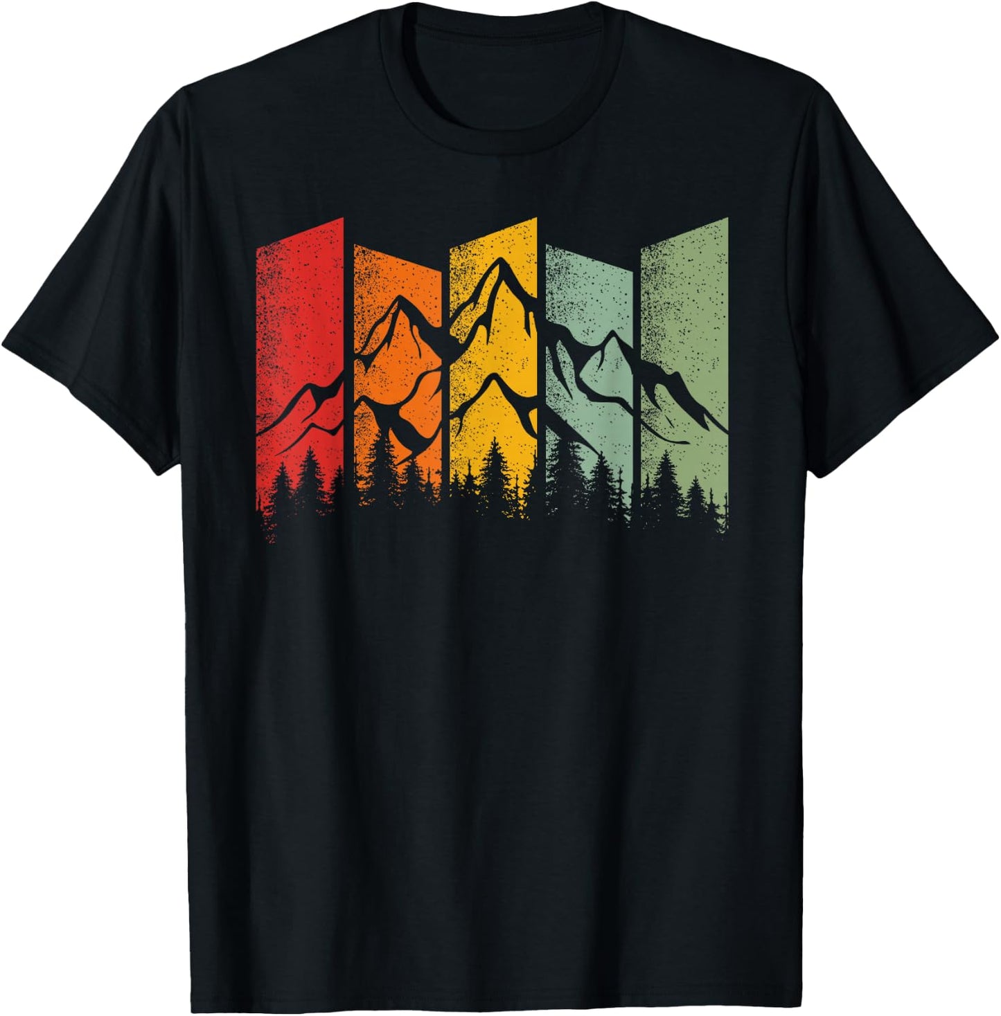 Vintage Wildlife Trees Mountain Outdoor Nature Retro Forest T-Shirt - T-Shirt | Black