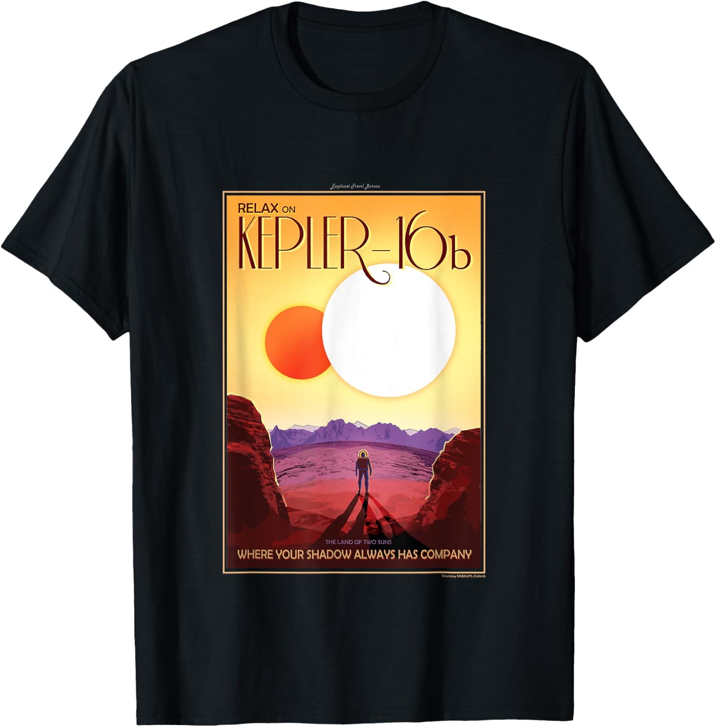 NASA Kepler 16b Interplanetary Travel Poster T-Shirt - T-Shirt | Black