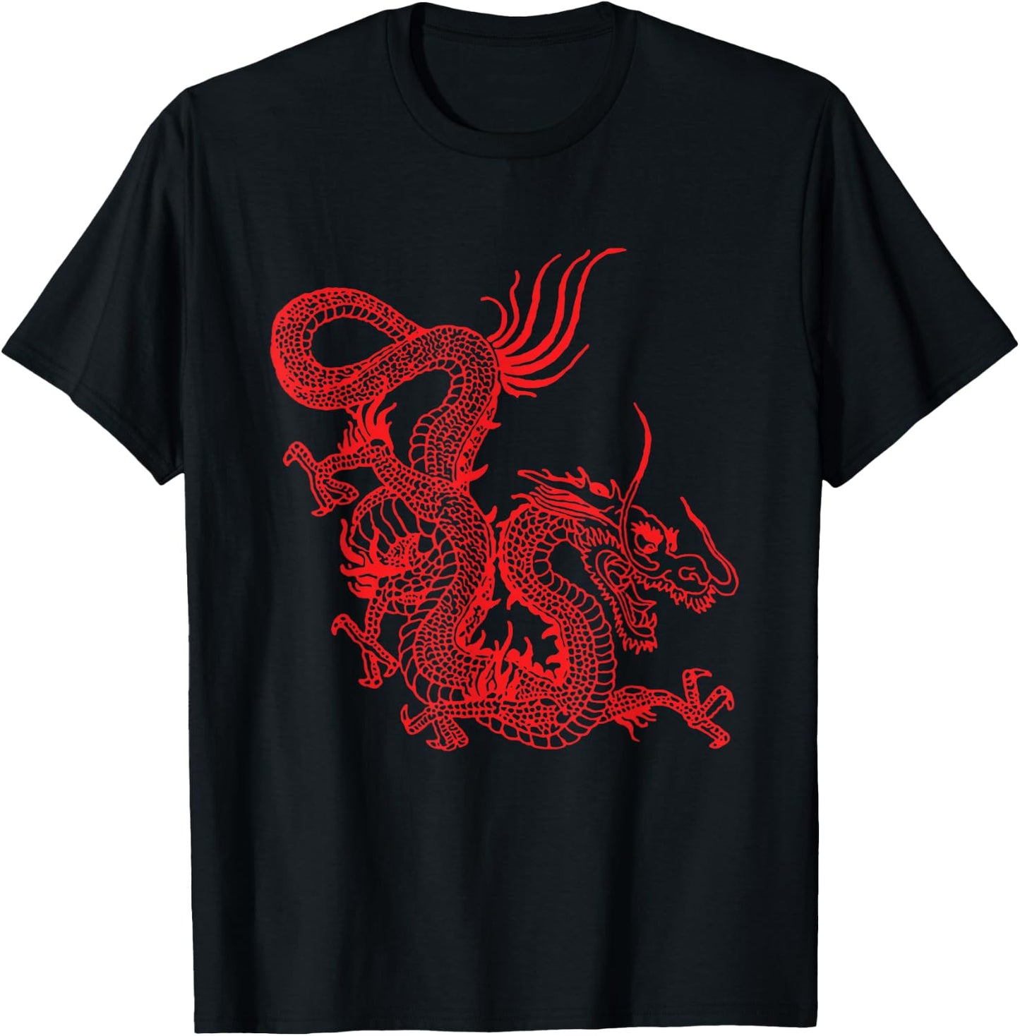 Vintage Red Chinese Dragon 80s, Traditional Asian Gift T-Shirt - T-Shirt | Black