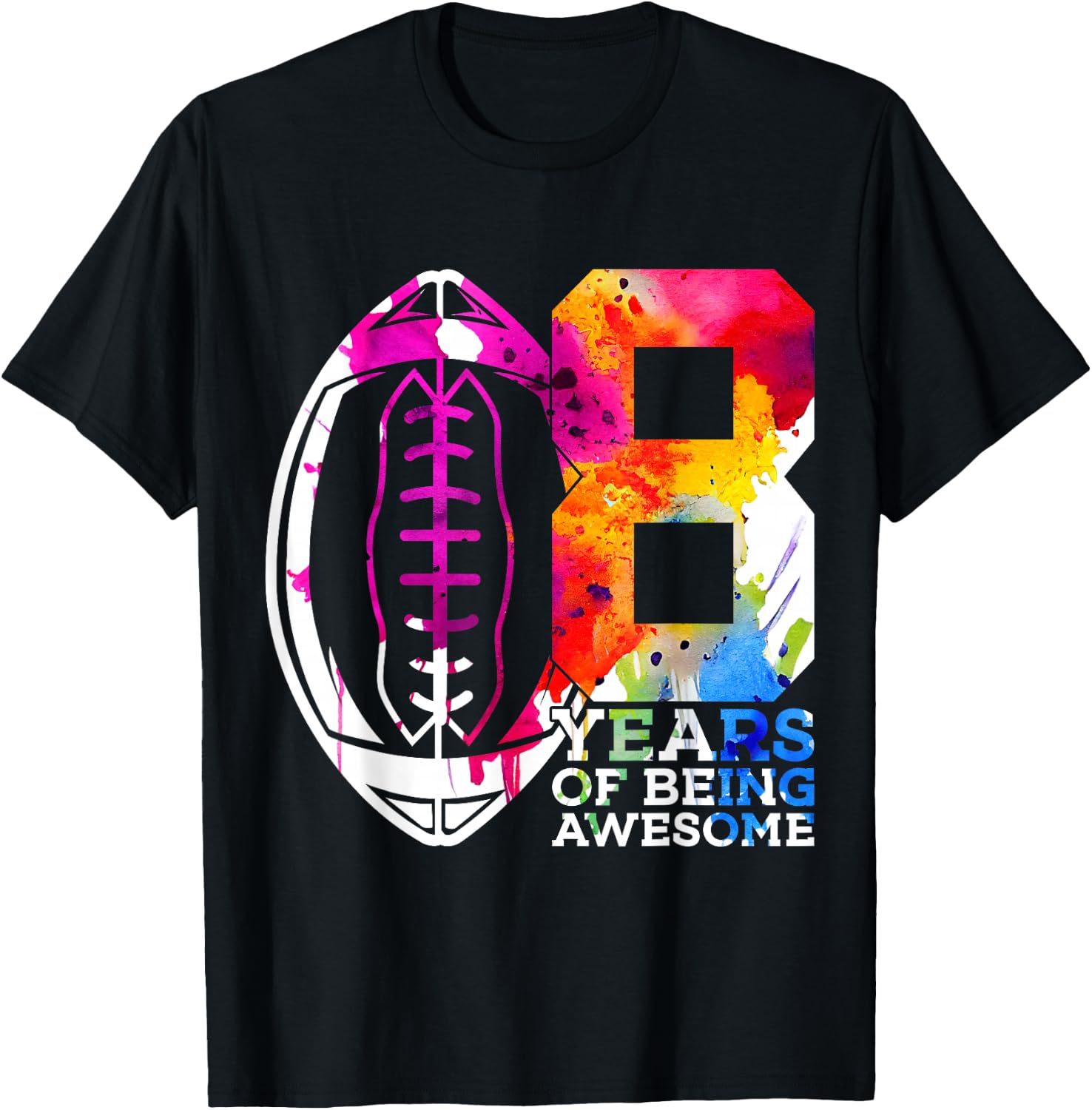 8 Years of Being Awesome Football 8TH Birthday T-Shirt - T-Shirt | Black
