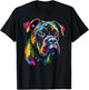 Boxer Dog Colorful Face Funny Puppy Art Lover Black T-Shirt - T-Shirt | Black