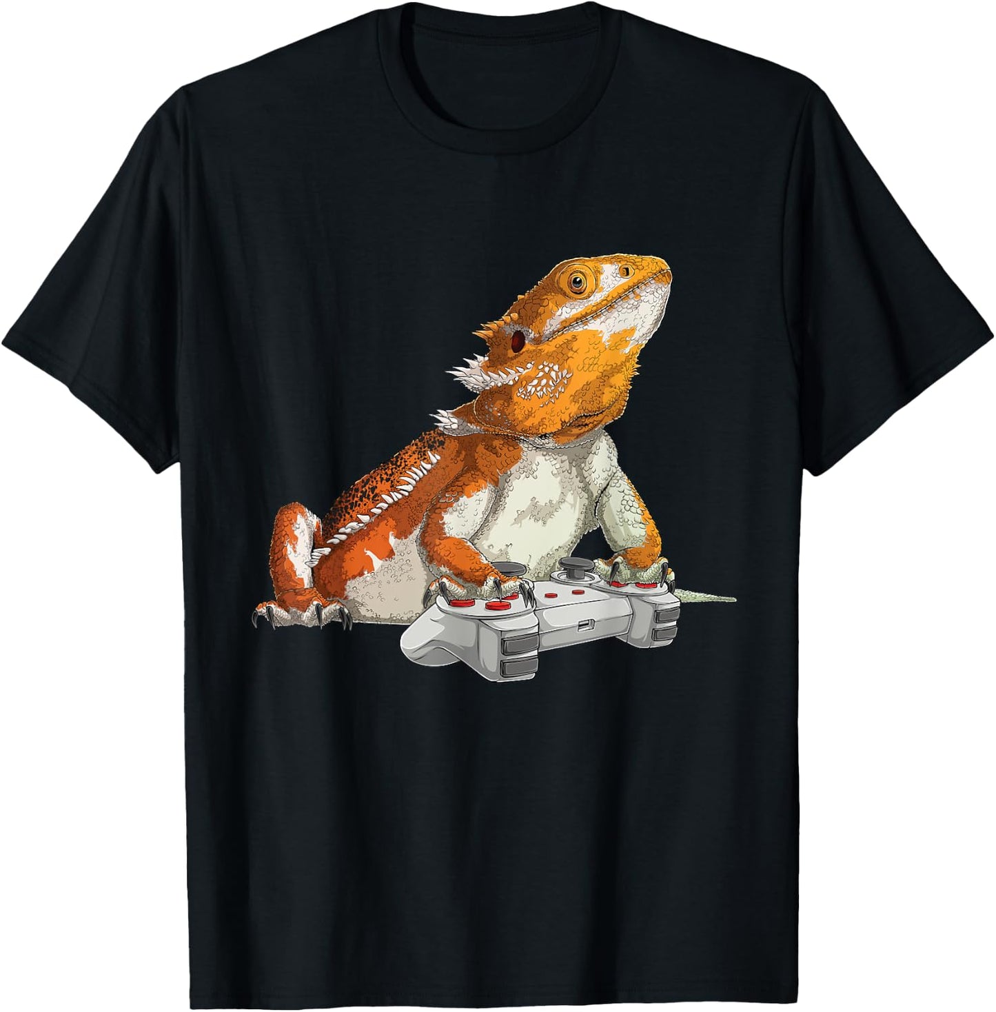 Bearded Dragon Playing Video Games Reptiles lizard Gamers T-Shirt - T-Shirt | Black