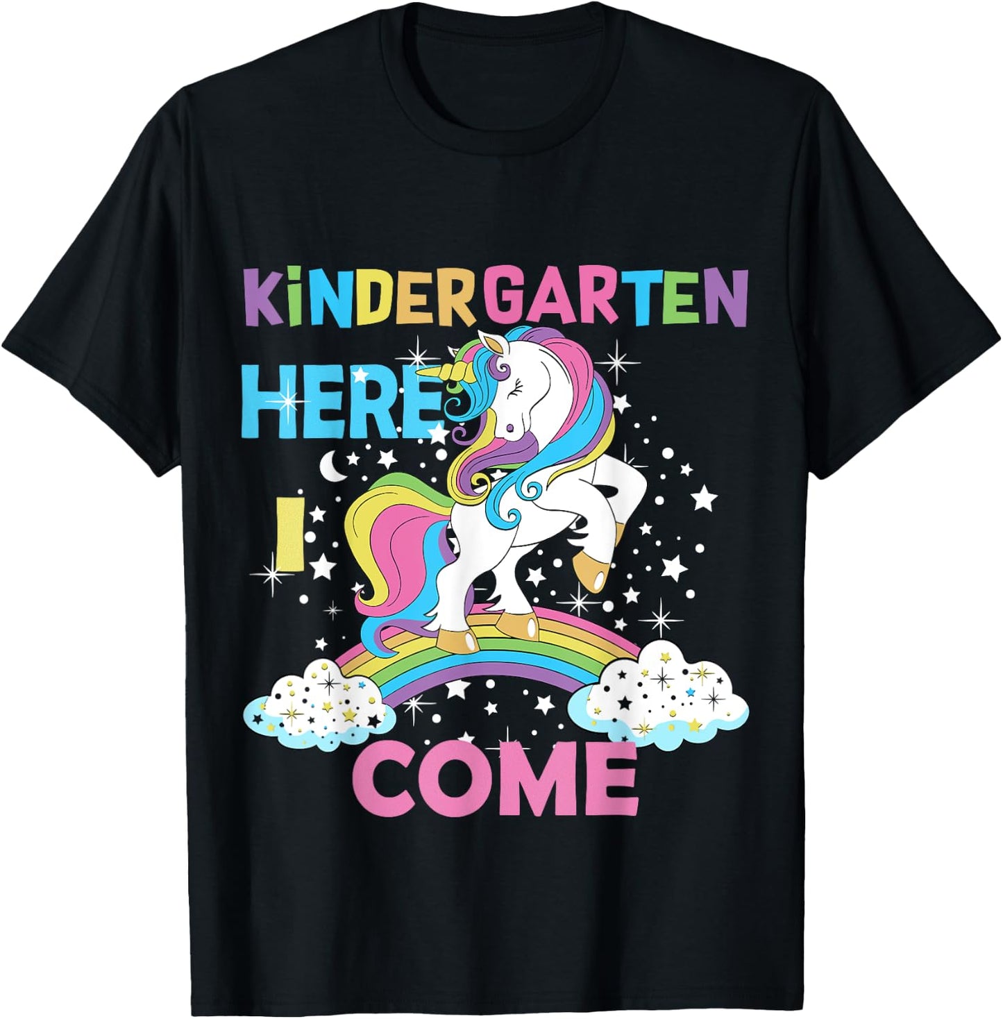 Unicorn Kindergarten Here I come School Kindergarten Girl T-Shirt - T-Shirt | Black