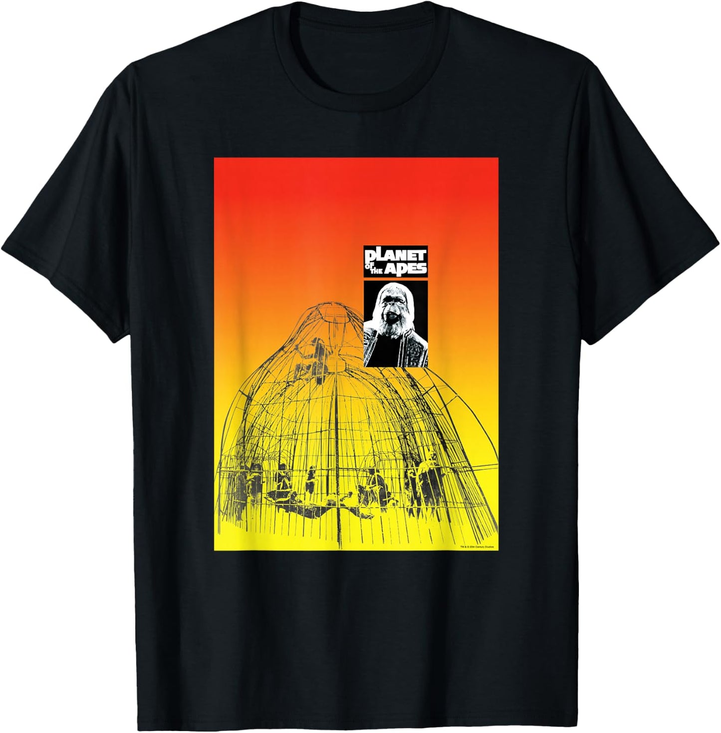 Planet of the Apes 1968 Dr Zaius and Cage Vintage Poster Art , Small T-Shirt - T-Shirt | Black