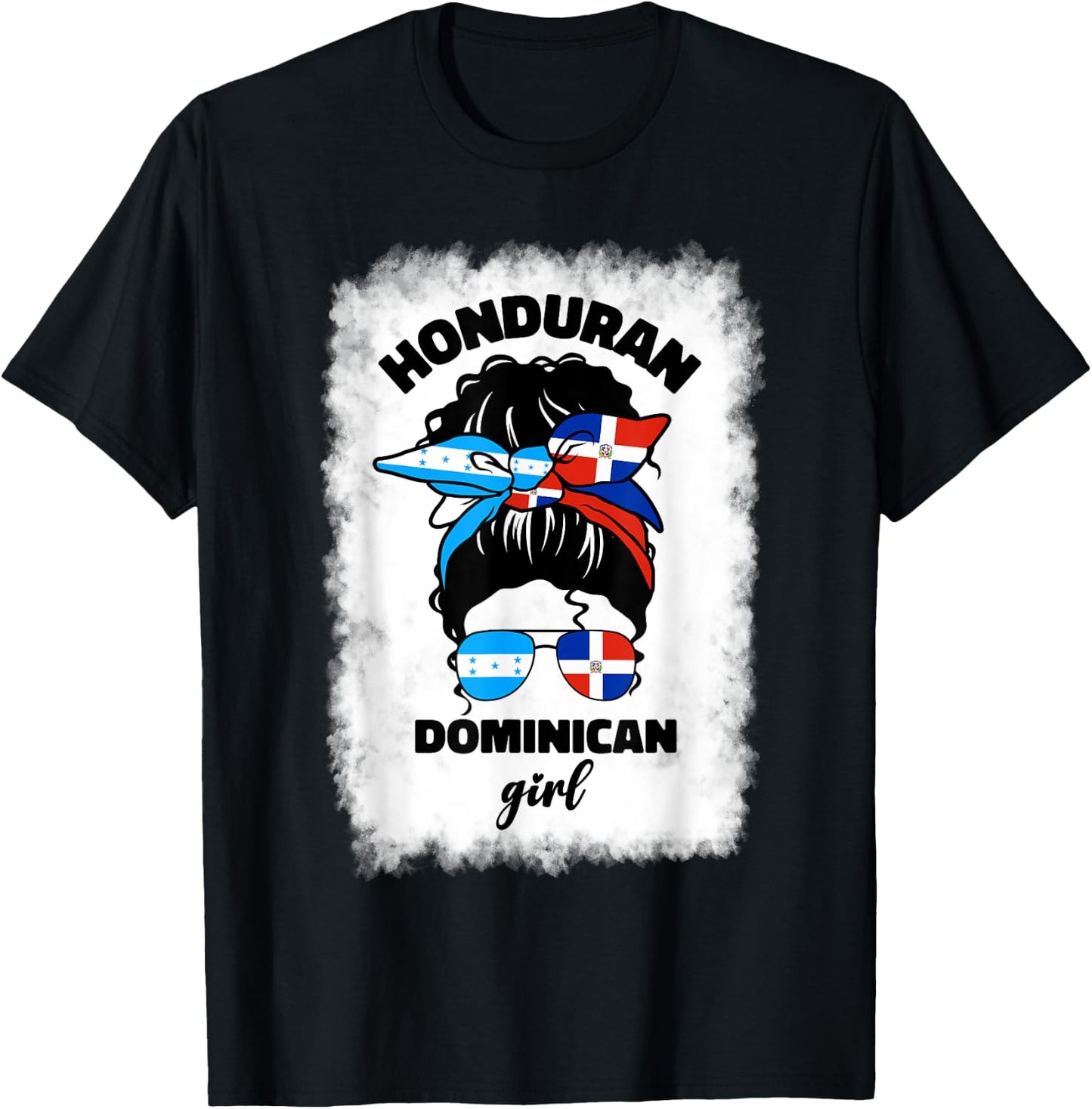 Half Dominican And Honduran Honduras Dominica Flag Girl Mix T-Shirt - T-Shirt | Black