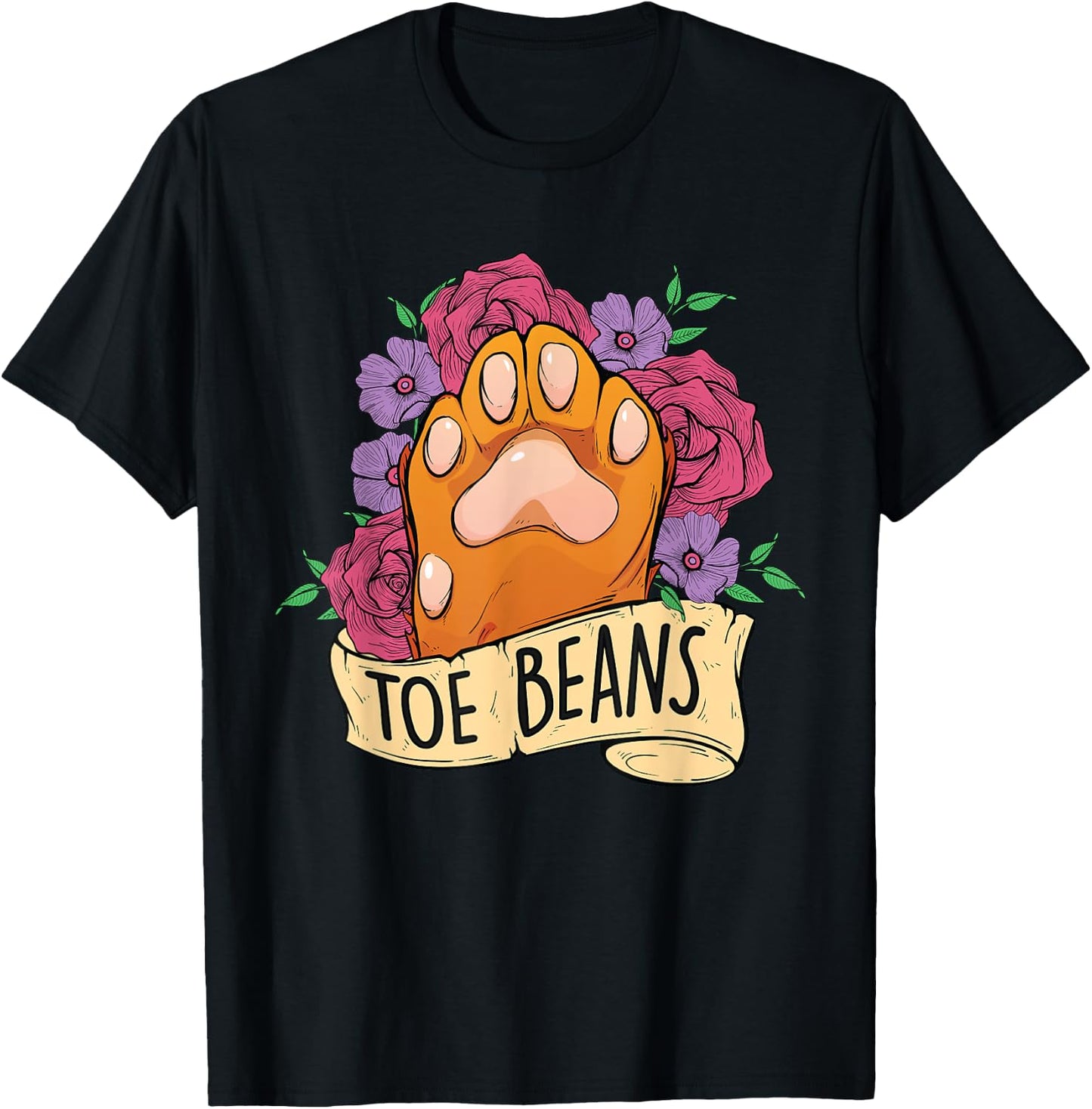 Toe Beans - Retro Paws Cat Owner Animal Lover Veterinarian Women Kids T-Shirt - T-Shirt | Black