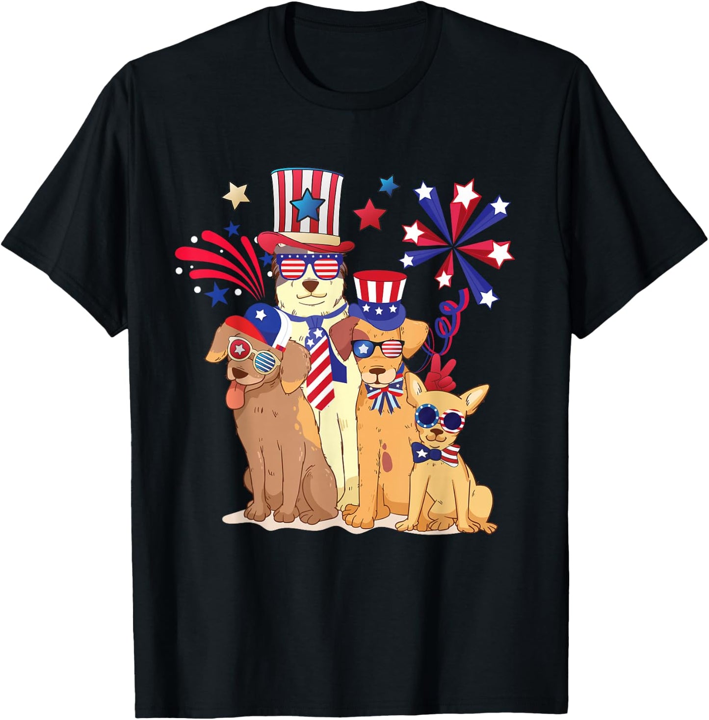 Patriotic Dog 4th Of July Funny Dogs Lovers for Pet Owners T-Shirt - T-Shirt | Black