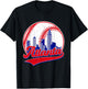 Retro Baseball Player Lover Atlanta Distressed Game Day T-Shirt - T-Shirt | Black