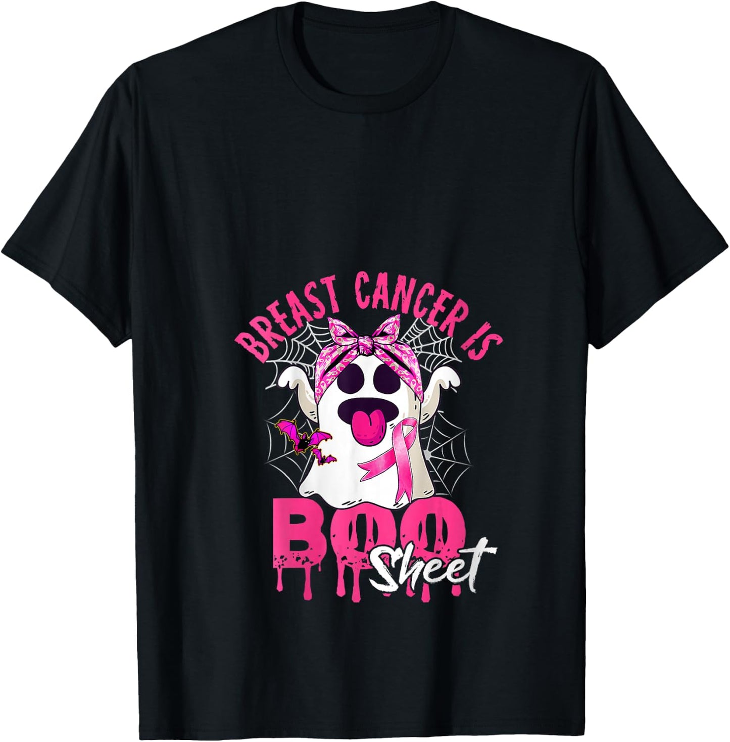 Breast Cancer Is Boo Sheet Halloween Breast Cancer Awareness V-Neck T-Shirt - T-Shirt | Black