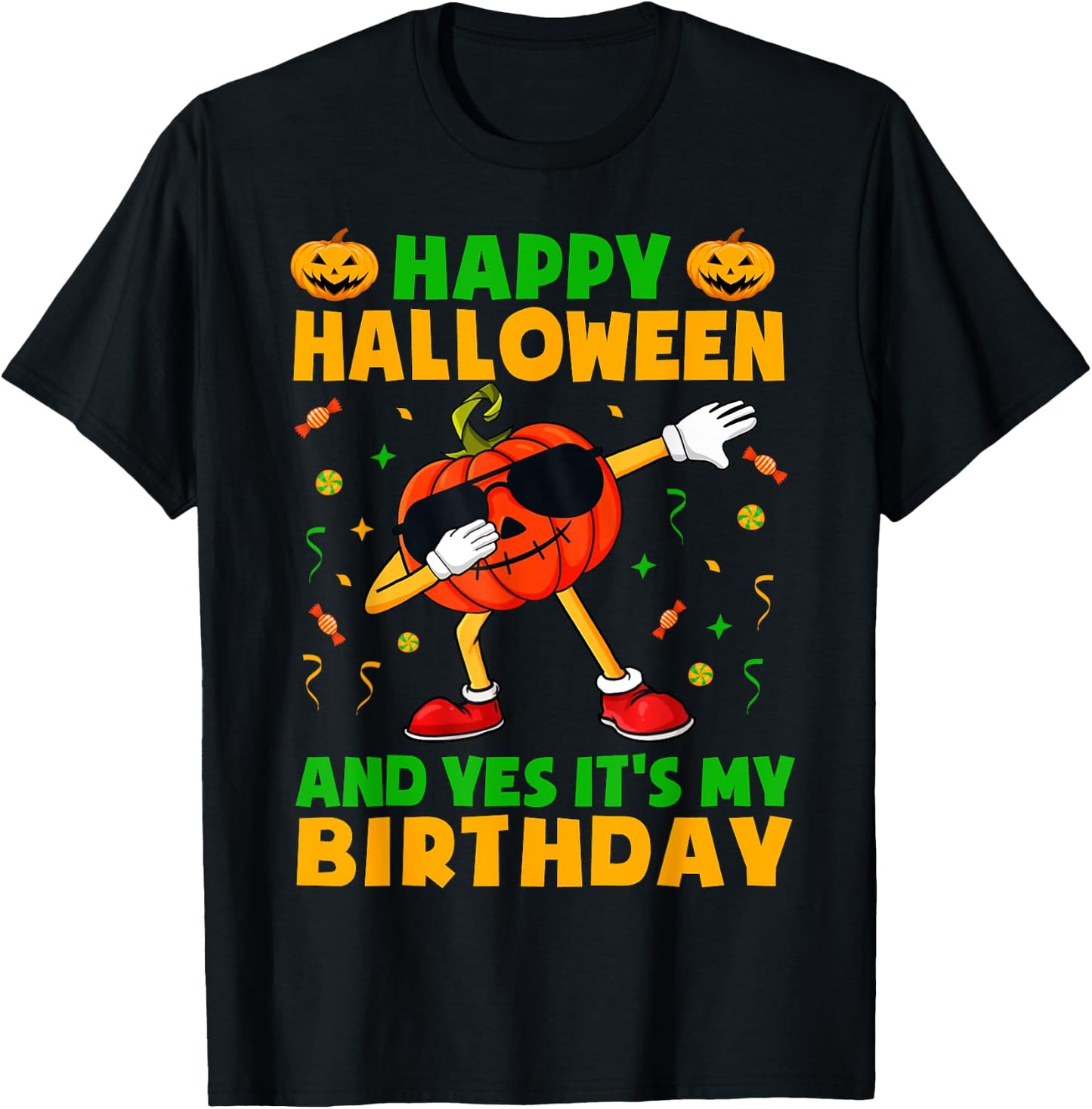 Happy Halloween And Yes It's My Birthday Party Kids Boys T-Shirt - T-Shirt | Black