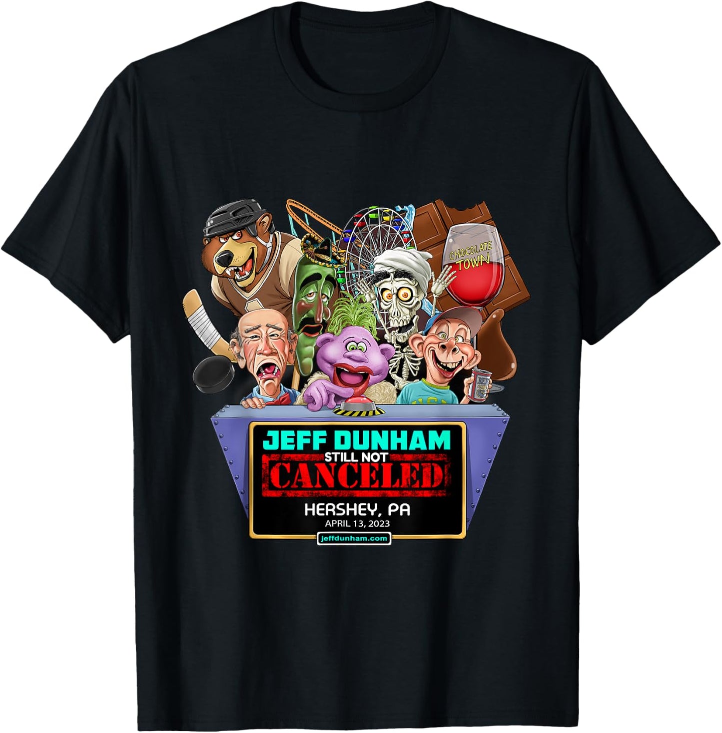Jeff Dunham Hershey, PA (2023) T-Shirt - T-Shirt | Black
