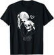 Creepy Cute Anime Schoolgirl Cuddles Skeleton Skull Dark Art T-Shirt - T-Shirt | Black
