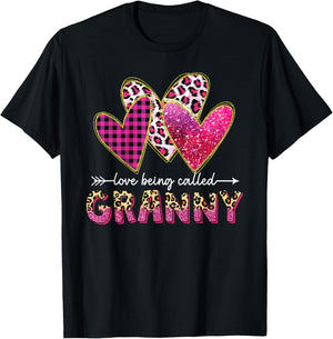 I Love Being Called Granny Grandma Valentine Mothers day T-Shirt - T-Shirt | Black