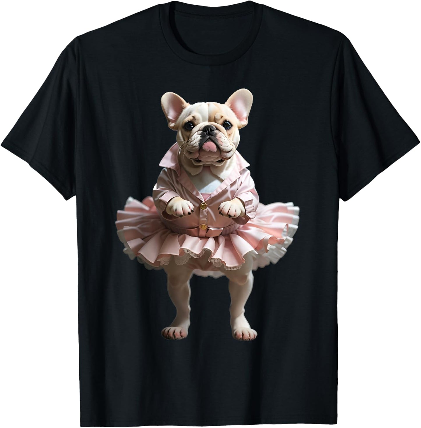 French Bulldog Ballet Funny Dog Owner Pet Tutu Graphic Women Kids T-Shirt - T-Shirt | Black