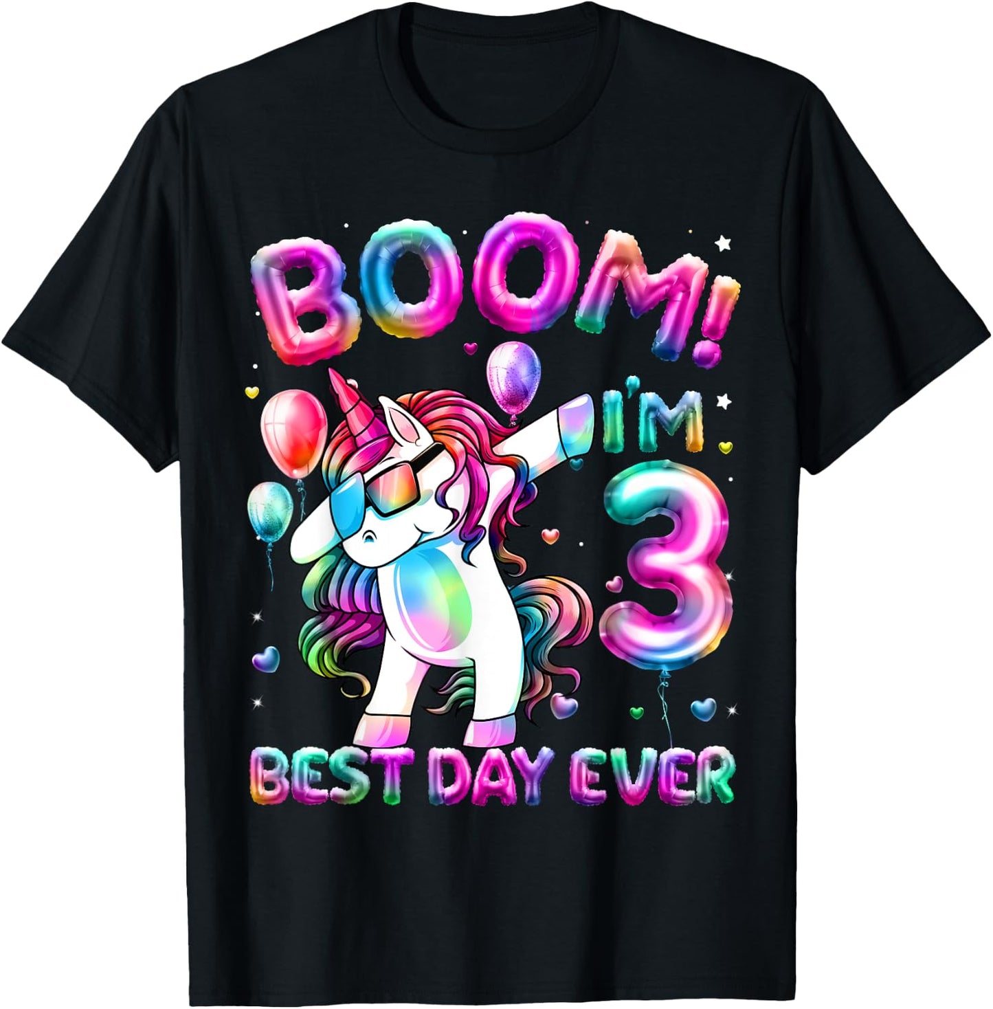 3 Years Old Dabbing Unicorn Gifts 3rd Birthday Girl Party T-Shirt - T-Shirt | Black