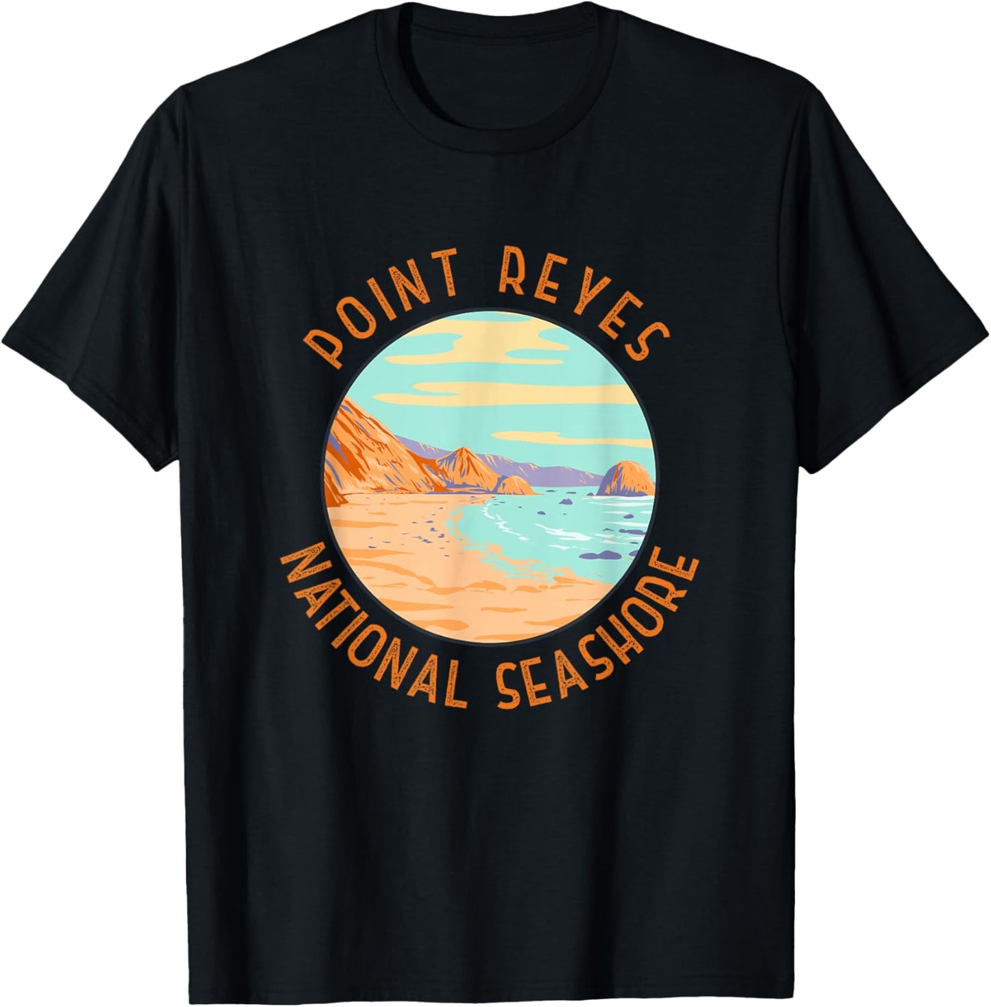 Point Reyes National Seashore Distressed Circle Vintage T-Shirt - T-Shirt | Black