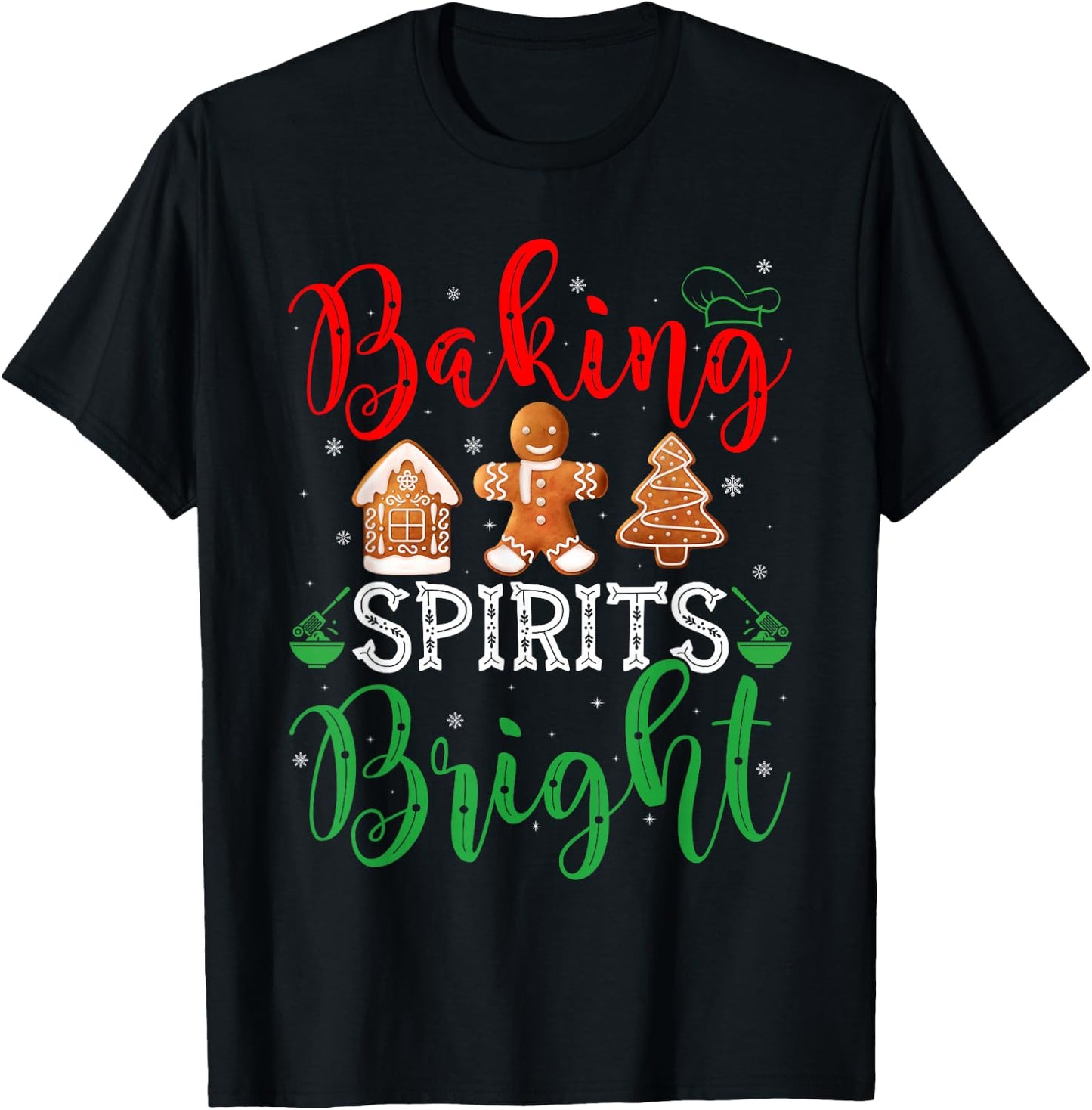 Christmas Baking Spirits Bright Cute Christmas Pajama T-Shirt - T-Shirt | Black