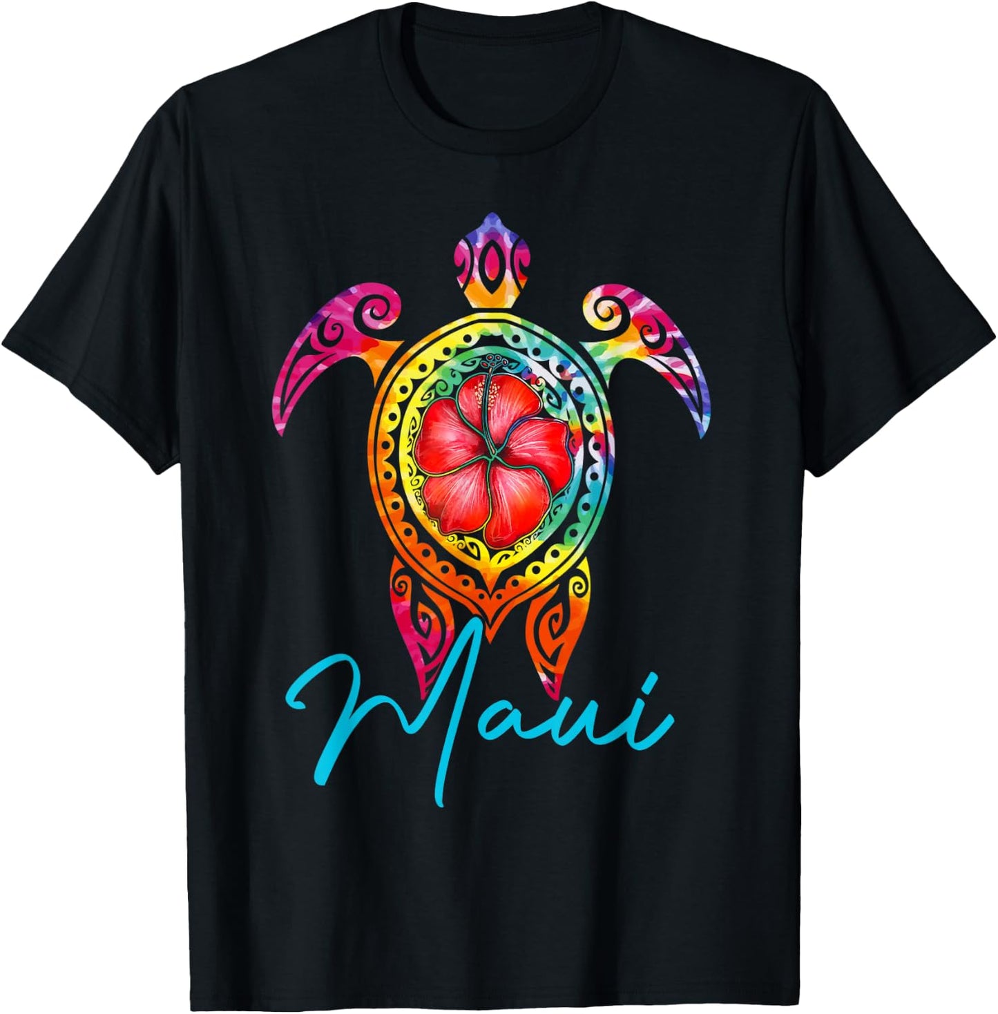 Maui Hawaii Tie Dye Sea Turtle, Maui Family Vacation 2025 T-Shirt - T-Shirt | Black