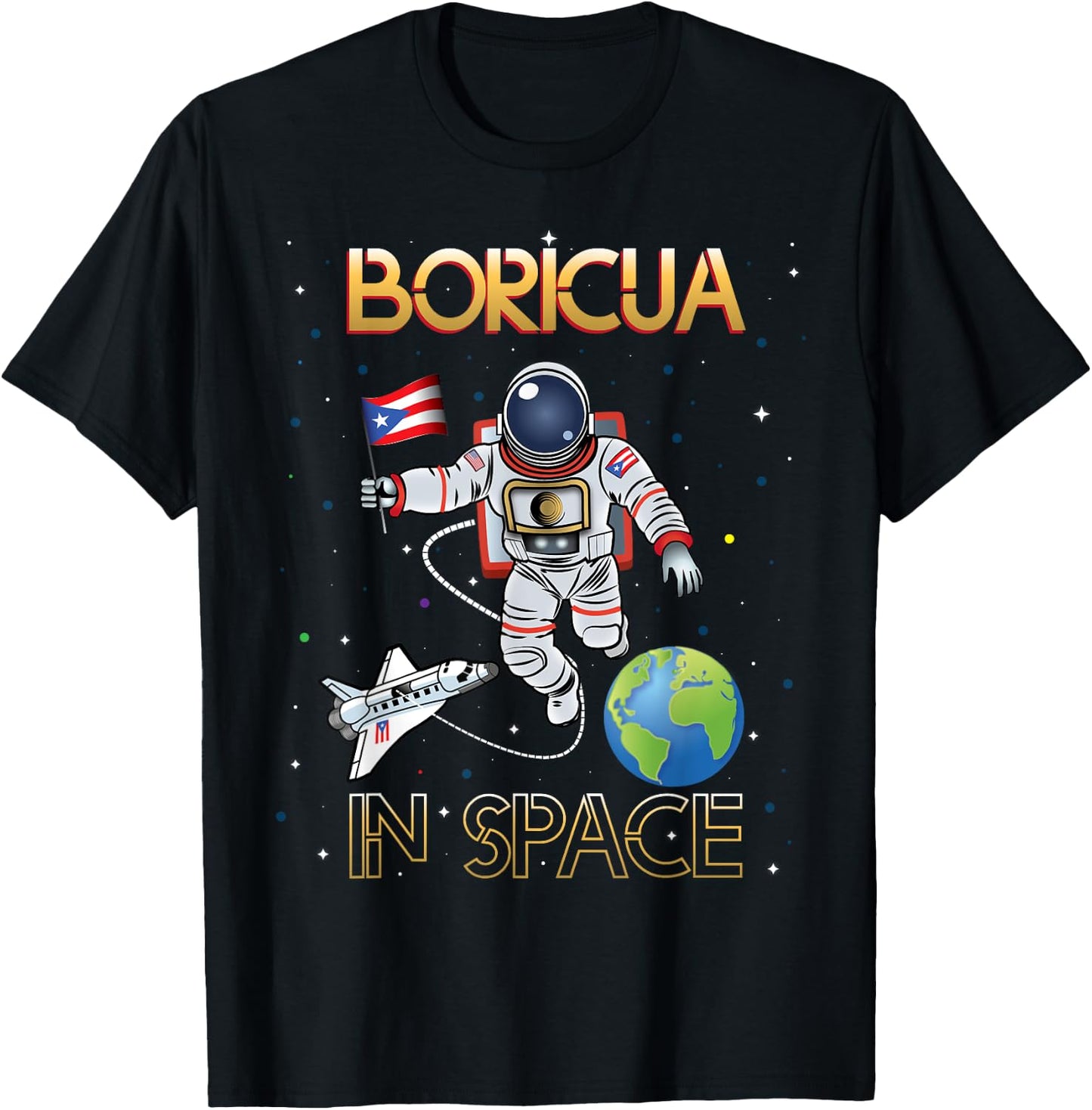 Boricua in Space - Apparel T-Shirt - T-Shirt | Black