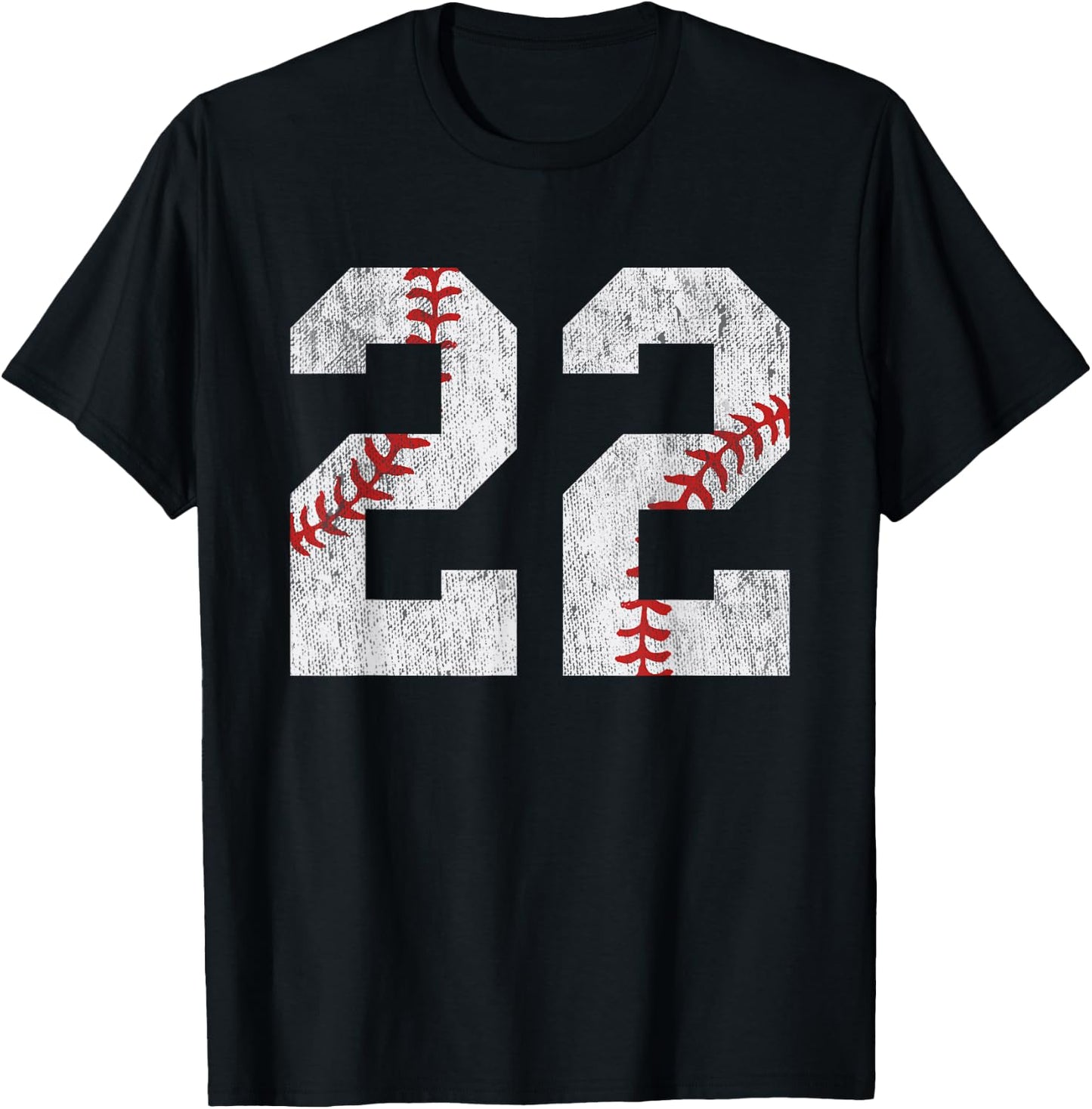 Number #22 Vintage 22nd Birthday Baseball Lover 22 Years Old T-Shirt - T-Shirt | Black