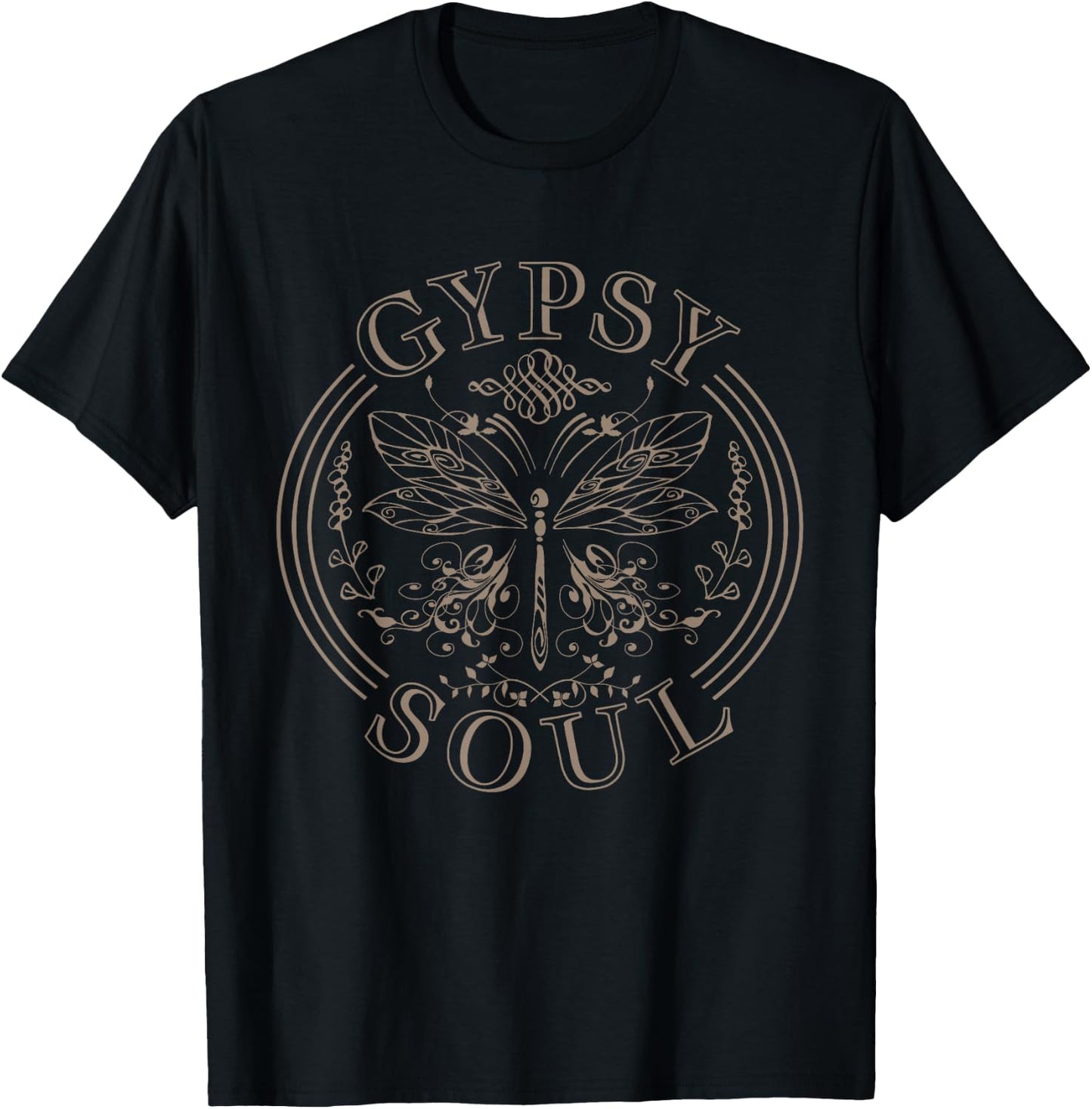 Gypsy Soul Vintage Butterfly Flowers Hippie Flower Power T-Shirt - T-Shirt | Black
