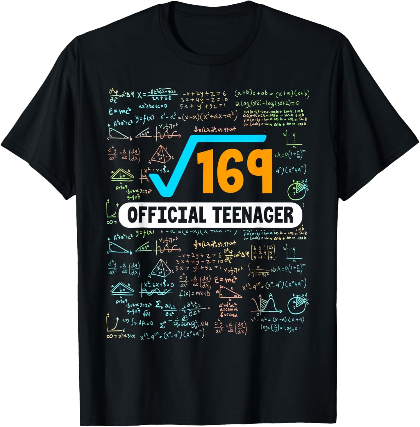 Square Root Of 169 13 Years Old Official Teenager Birthday T-Shirt - T-Shirt | Black