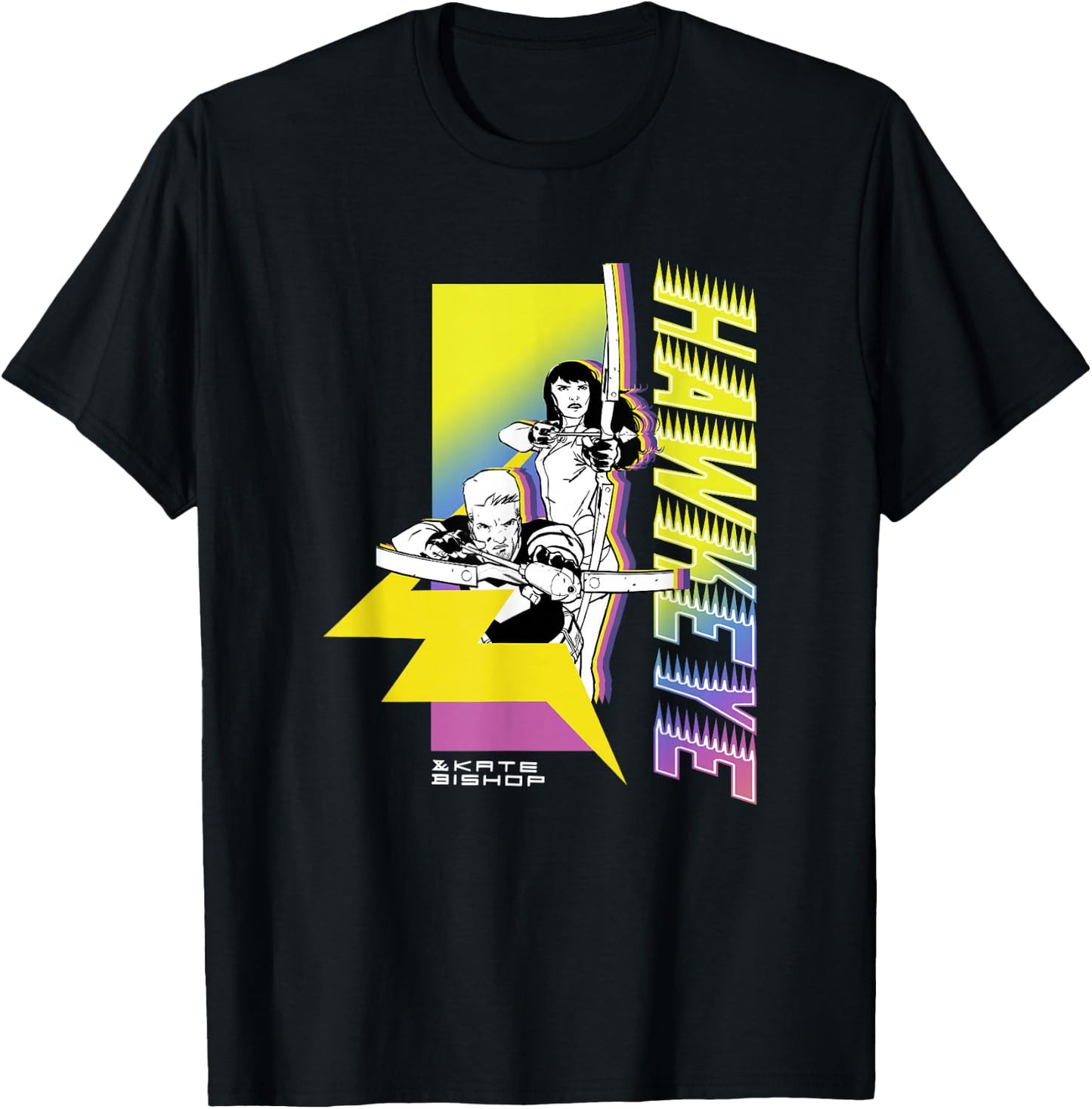 Marvel Comics Retro Classic Hawkeye & Kate Bishop Poster T-Shirt - T-Shirt | Black