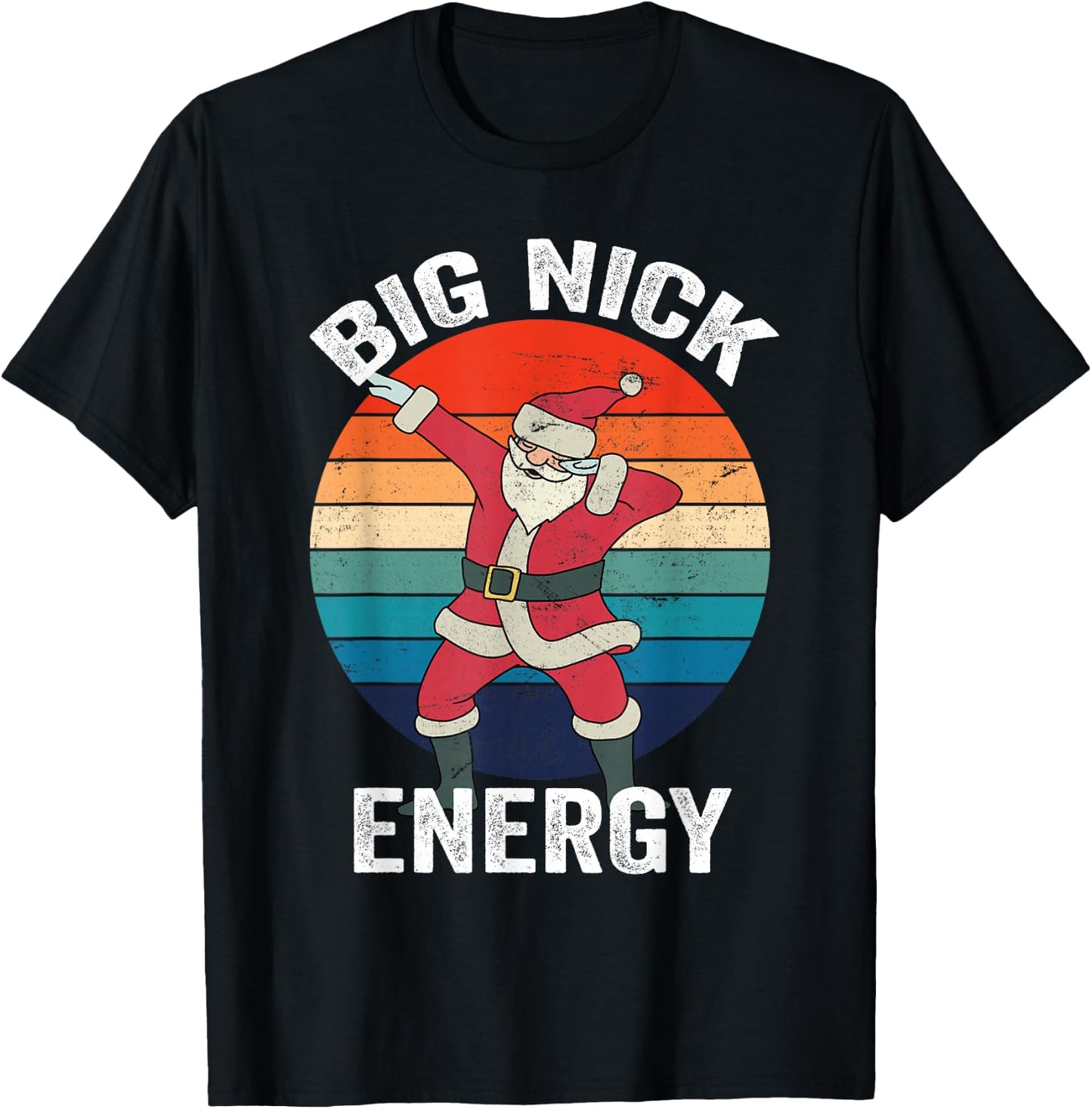 Big Nick Energy Dabbing Santa Christmas T-Shirt - T-Shirt | Black