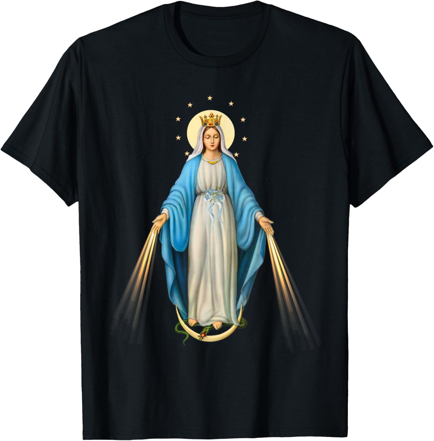Holy Mother Mary Mother of Jesus Vintage Catholic Art Women T-Shirt - T-Shirt | Black