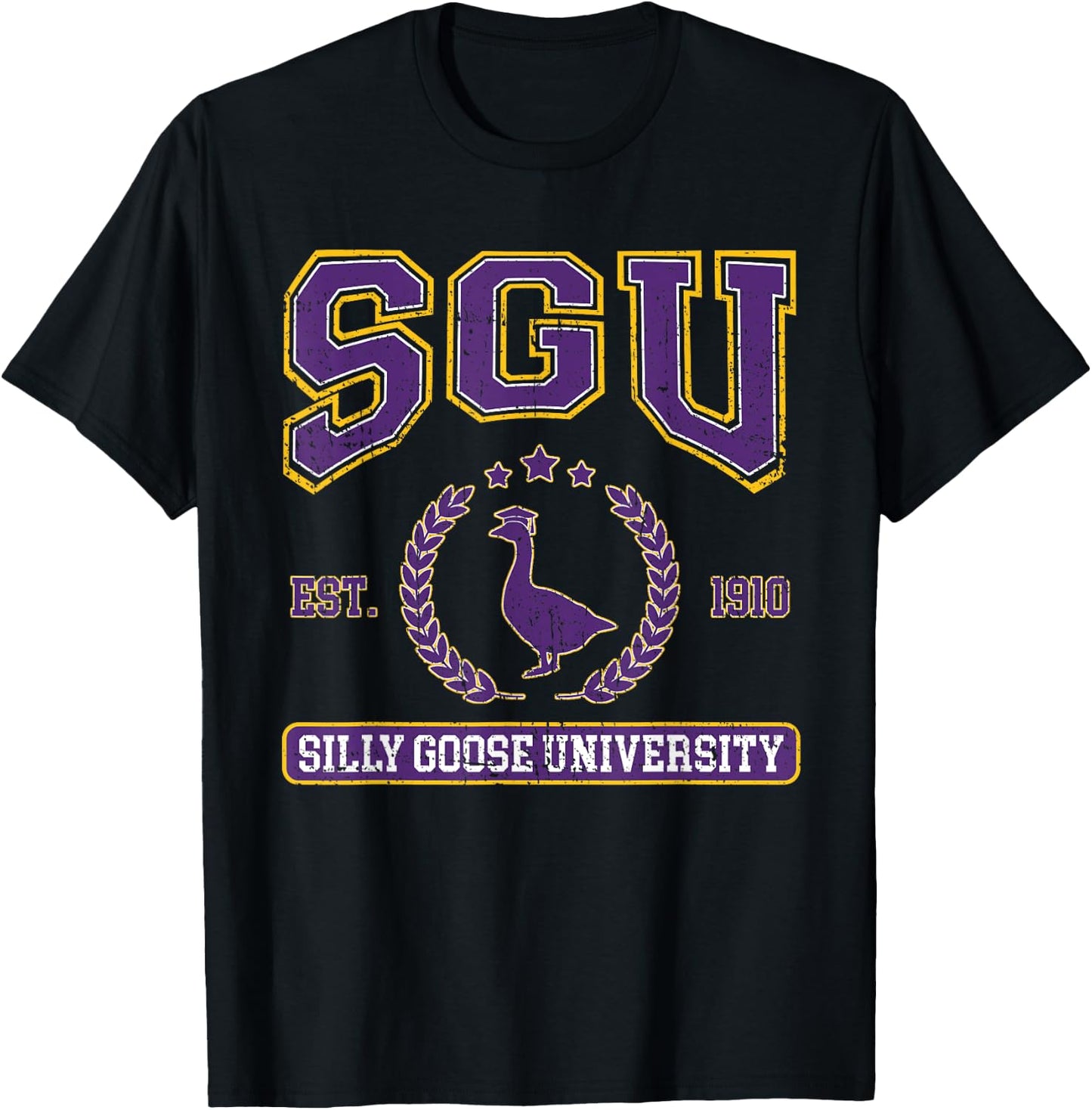 Silly Goose University Funny Silly Goose On The Loose T-Shirt - T-Shirt | Black
