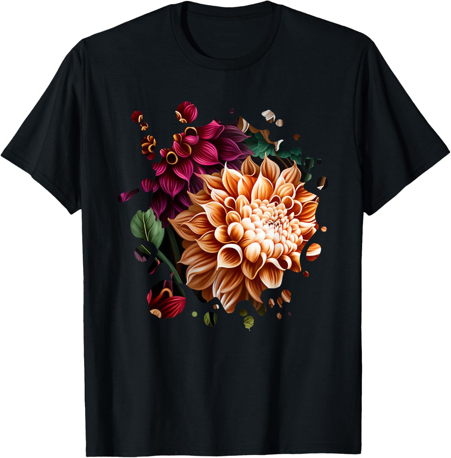 Vintage Dahlia Inspired Flower Plant Lover Funny gardening T-Shirt - T-Shirt | Black