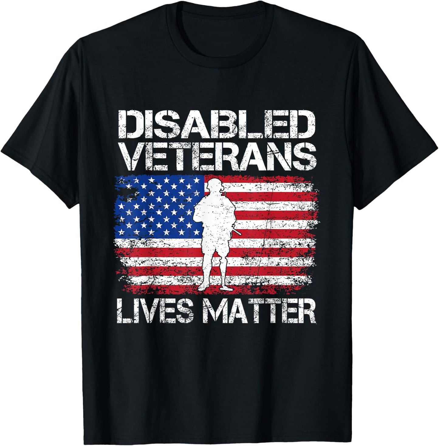 Disabled Veteran Lives Matter Flag American US Vet Military T-Shirt - T-Shirt | Black
