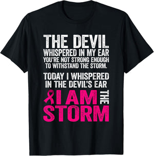 The Devil Whispered In My Ear Breast Cancer Awareness T-Shirt - T-Shirt | Black