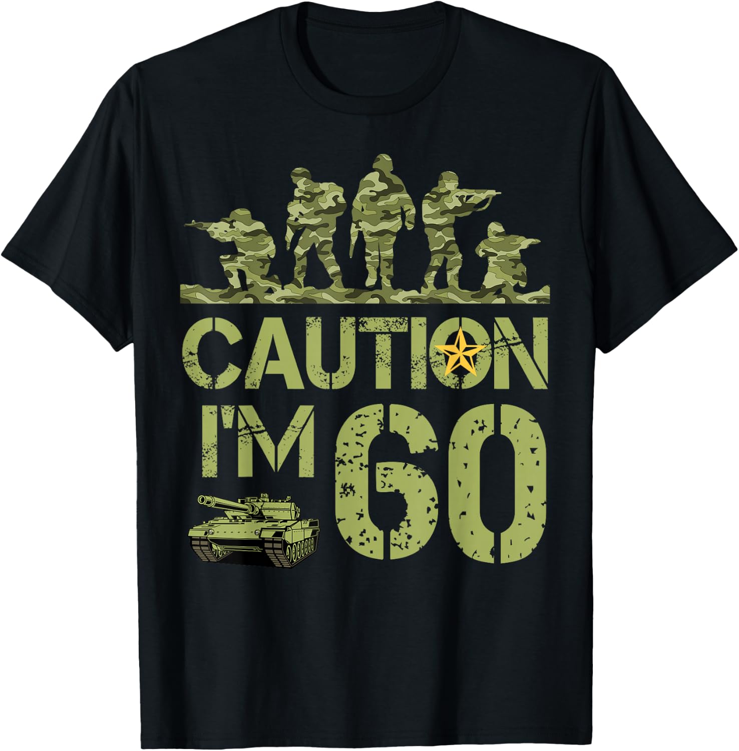 60th Birthday Military I'm 60 Year Old Camo Birthday 60 T-Shirt - T-Shirt | Black