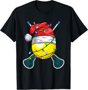 Santa Sports Design- Christmas Lacrosse Player T-Shirt - T-Shirt | Black