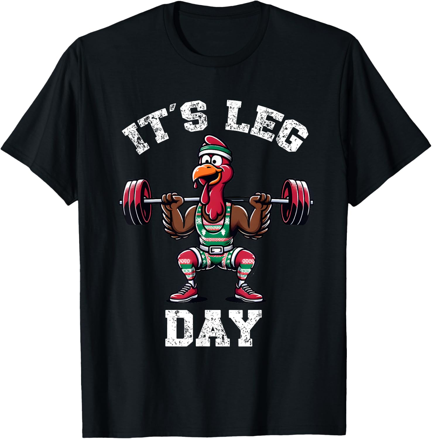 Funny Deadlifting Turkey Thanksgiving Leg Day Deadlift T-Shirt - T-Shirt | Black