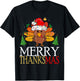 Merry Thanksmas Happy Thanksgiving Santa Turkey T-Shirt - T-Shirt | Black