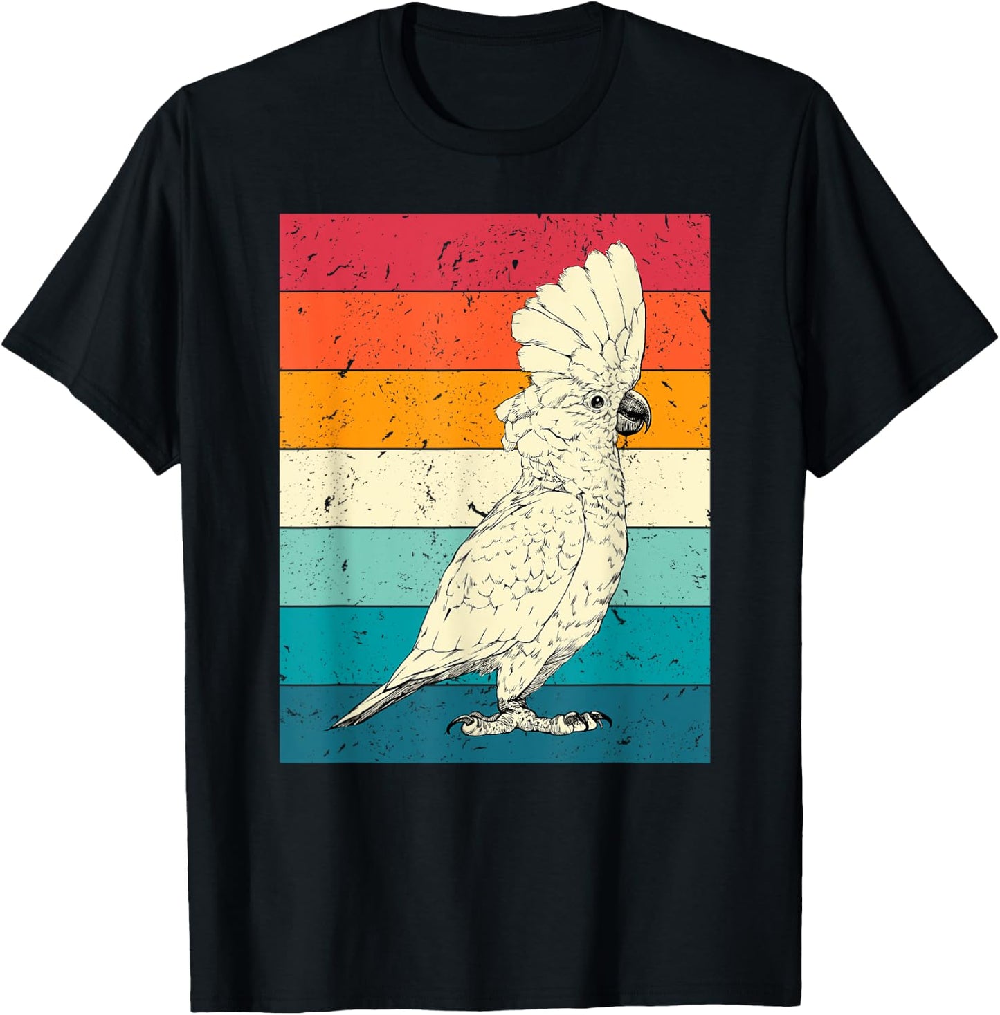 Retro Vintage Umbrella Cockatoo Sunglasses Parrot Bird T-Shirt - T-Shirt | Black