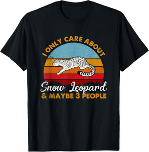 Retro Style Sunset Snow Leopard T-Shirt - T-Shirt | Black