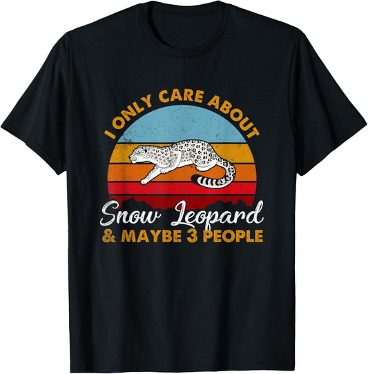 Retro Style Sunset Snow Leopard T-Shirt - T-Shirt | Black