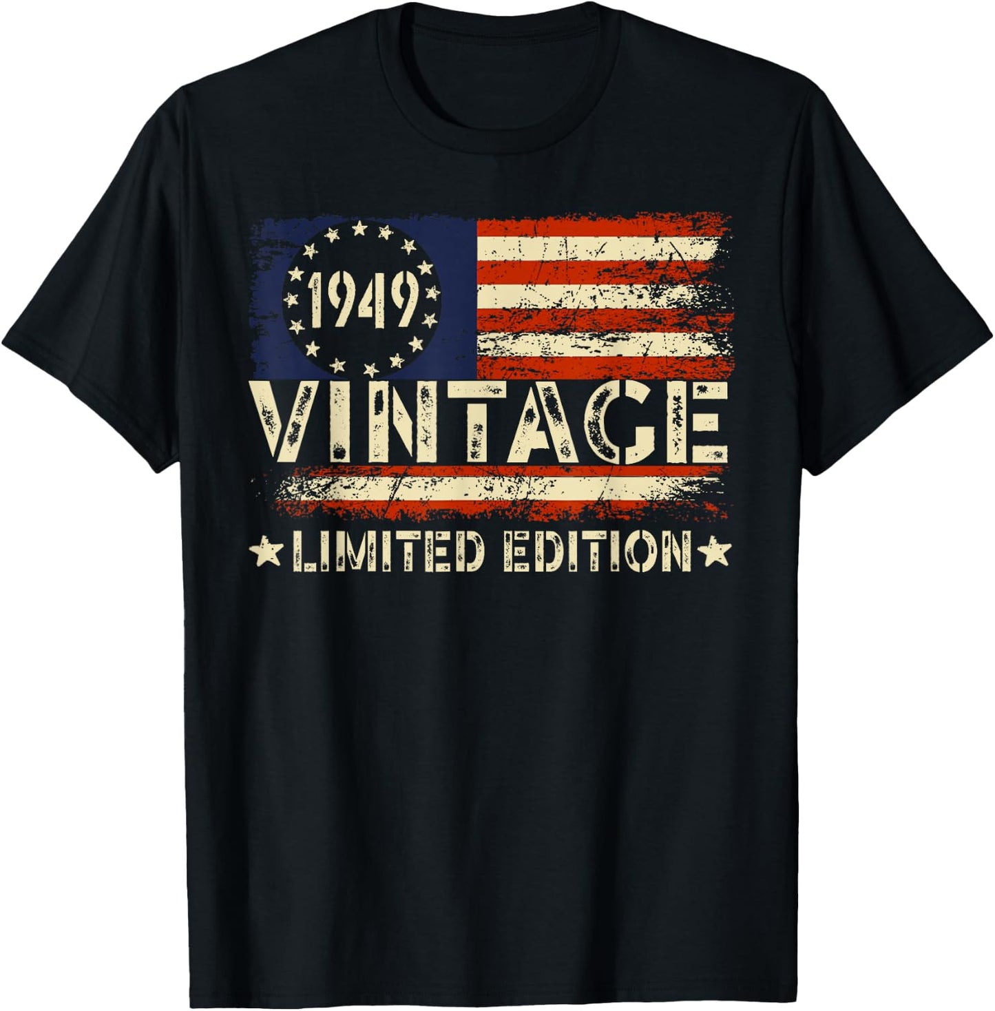 Vintage 1949 Limited Edition 75 Year Old Gifts 75th Birthday T-Shirt - T-Shirt | Black
