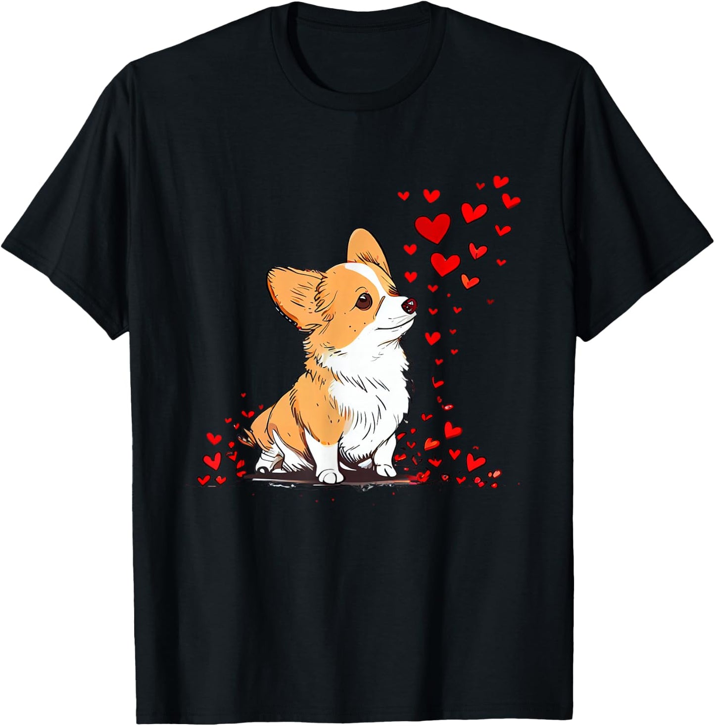 Dog Valentine Cute Corgi Valentine's Day T-Shirt - T-Shirt | Black