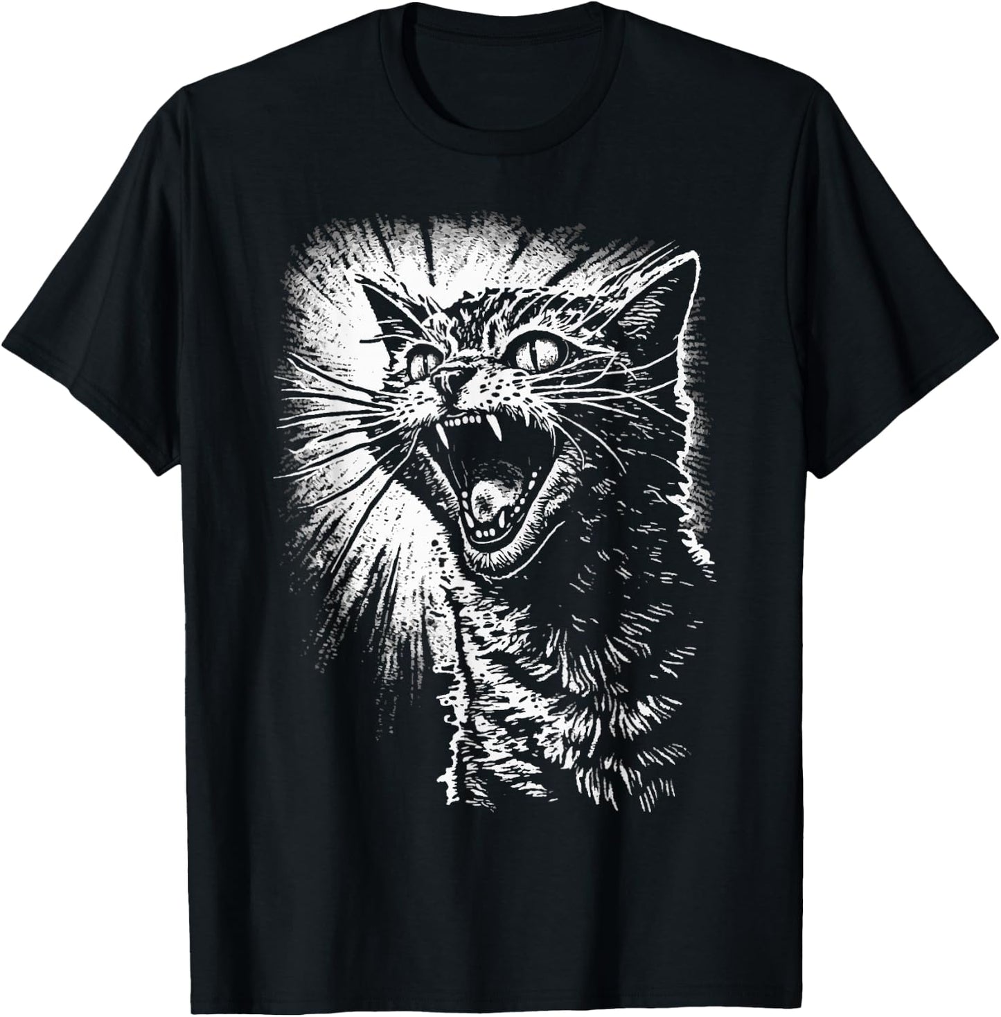 Angry Aggressive Hissing Cat Ready to Attack T-Shirt - T-Shirt | Black