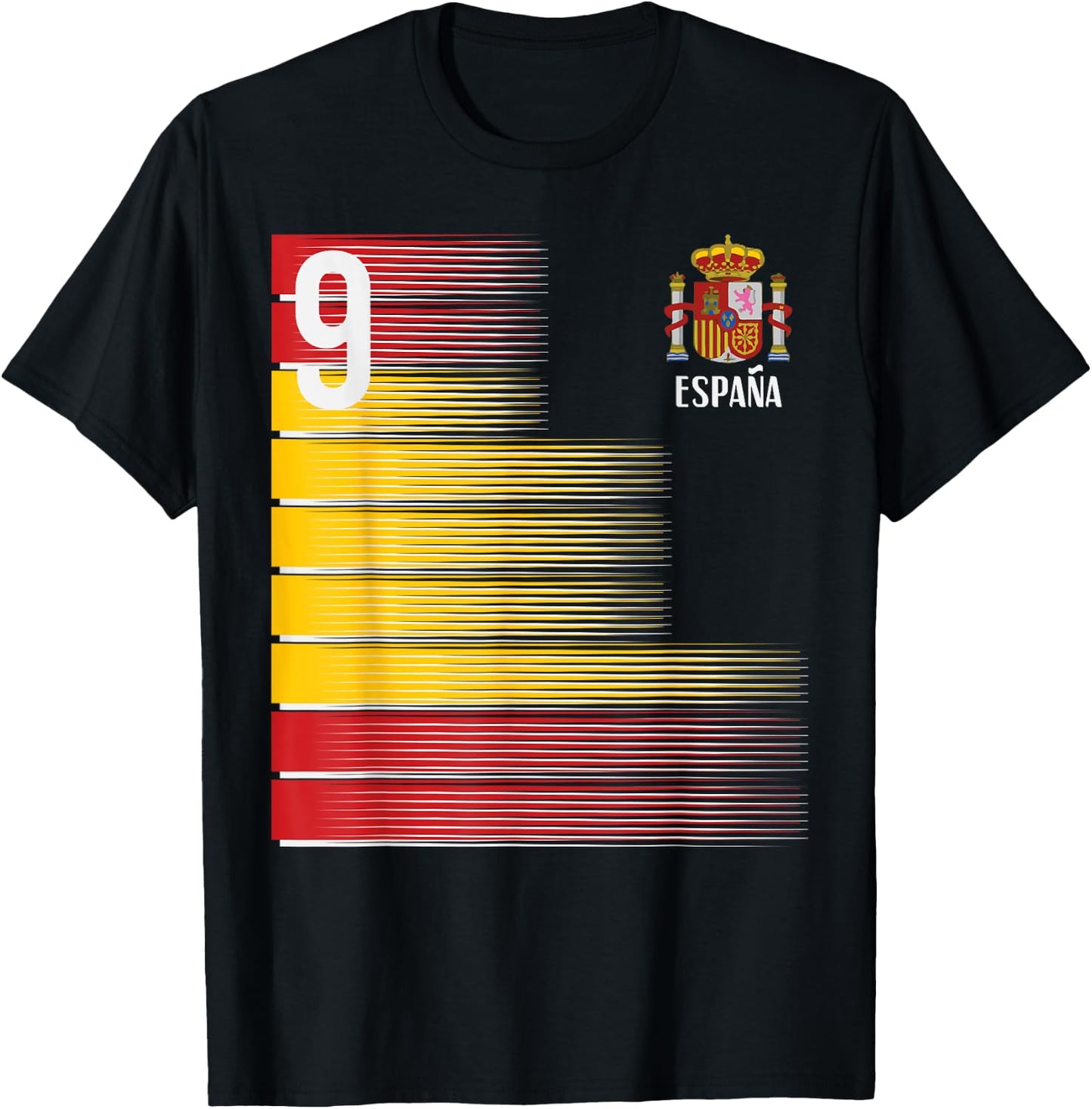 Spain Number 9 Espana Spanish Soccer Fan Men Women Kids Boys T-Shirt - T-Shirt | Black
