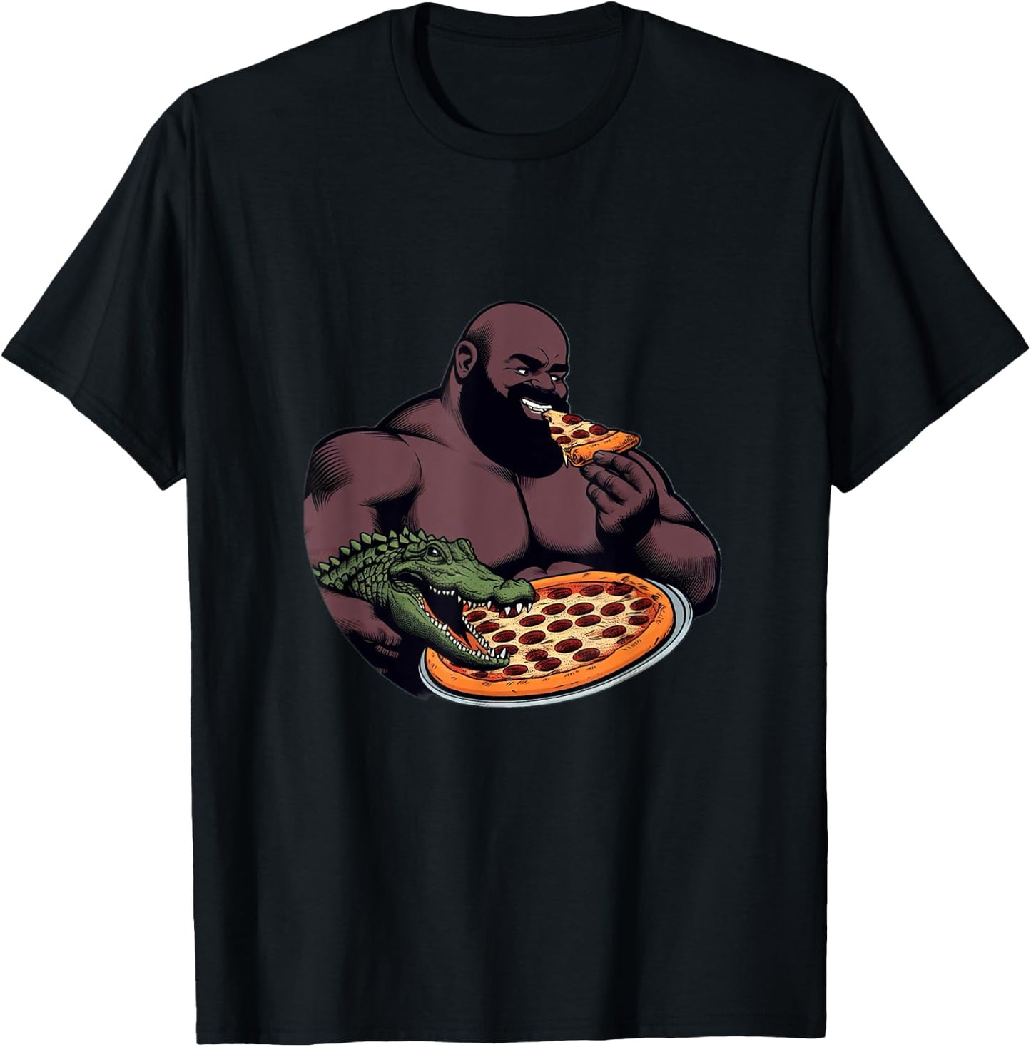 Gumbo Slice & Croc Buddy Pizzagator Epic Pizza Time Funny T-Shirt - T-Shirt | Black